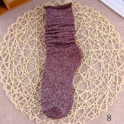 2017 Long Socks Women Cotton Warm Winter Socks Shiny Loose Glitter Socks Thick Edge Curl Solid Funny Autumn Ladies Socks Elegant