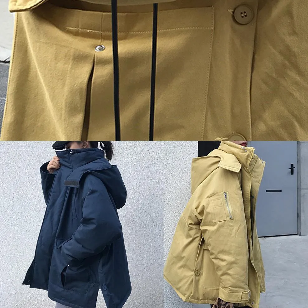 2019 plus size warm winter coat side open winter coats yellow hooded women parkas