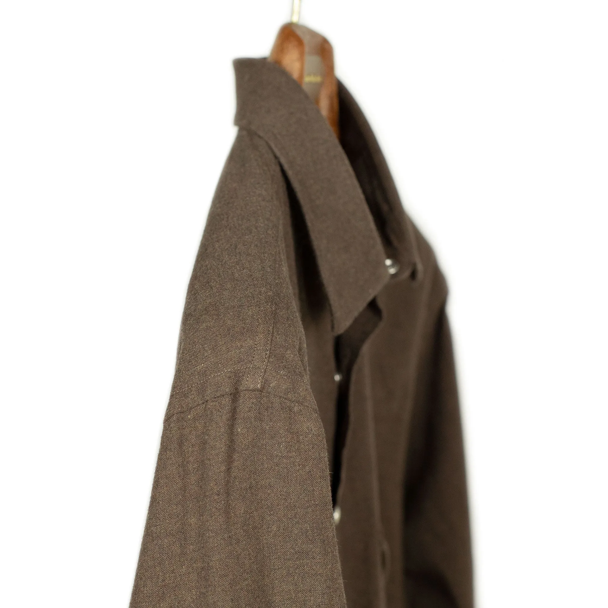 Aariosto western shirt in cocoa lightweight brushed cotton