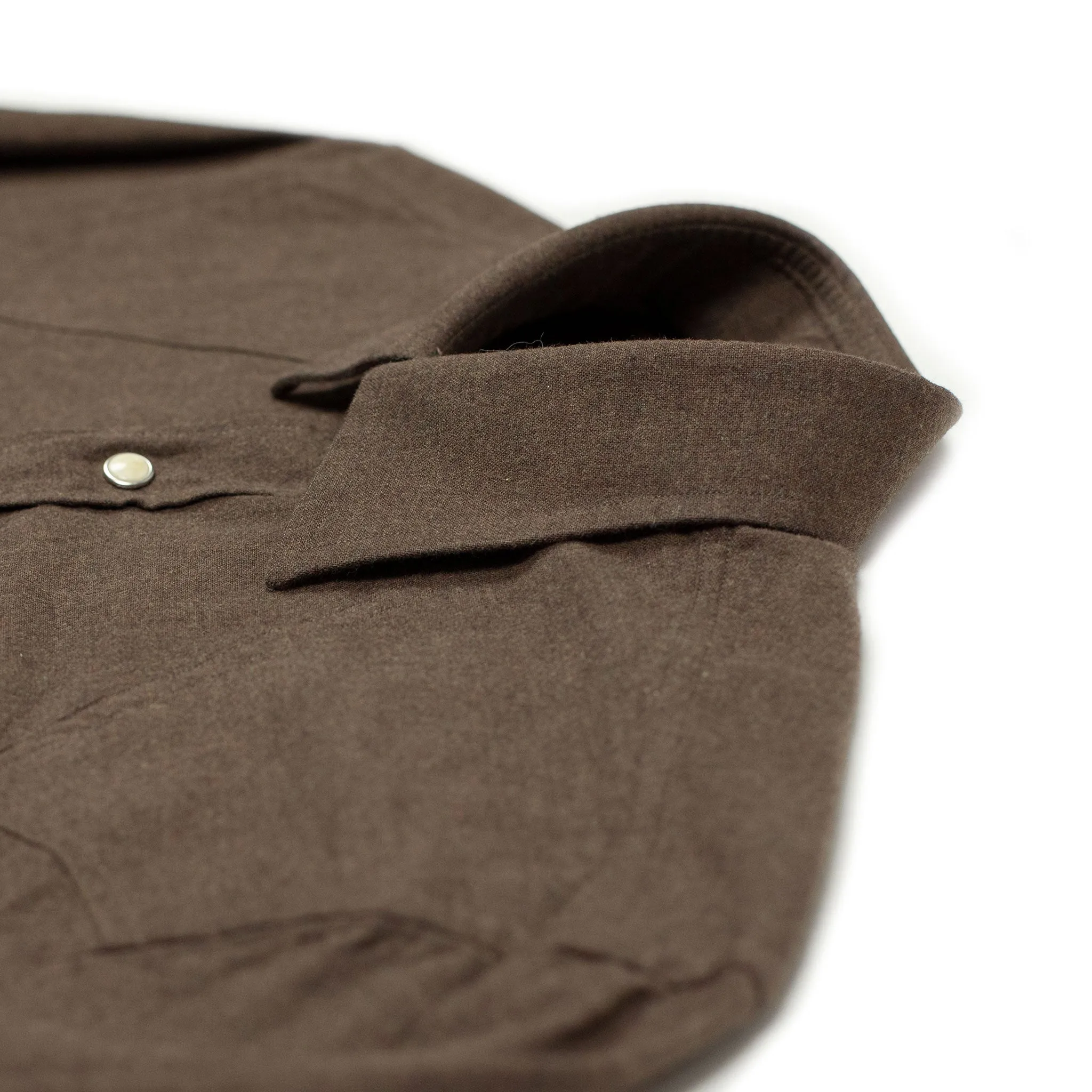 Aariosto western shirt in cocoa lightweight brushed cotton