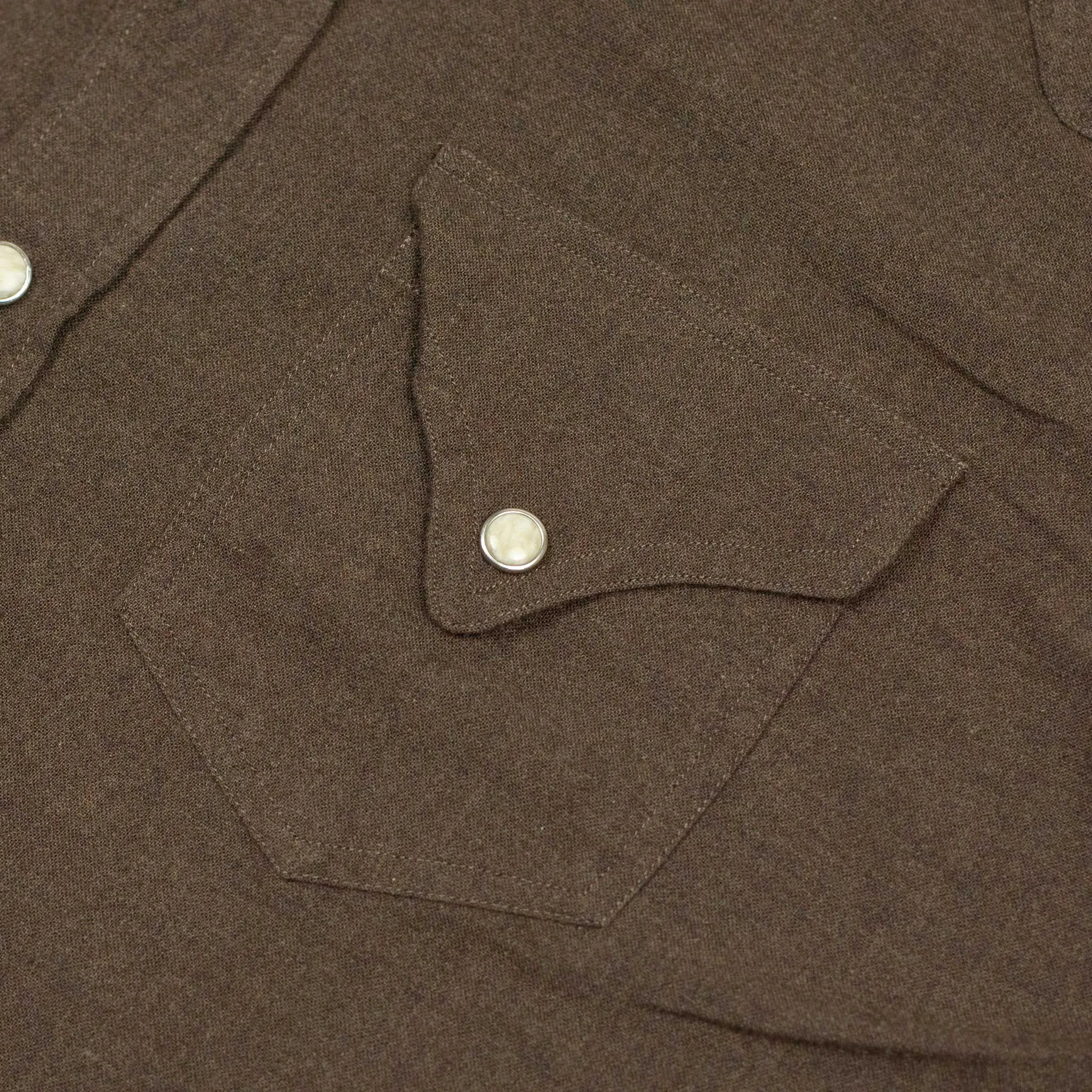 Aariosto western shirt in cocoa lightweight brushed cotton