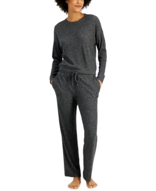 Alfani Ribbed Wide Leg Pajama Set