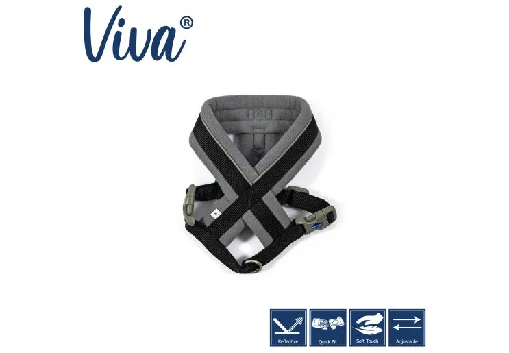 Ancol - Viva Nylon Padded Harness - Black - XLarge (70-98cm)