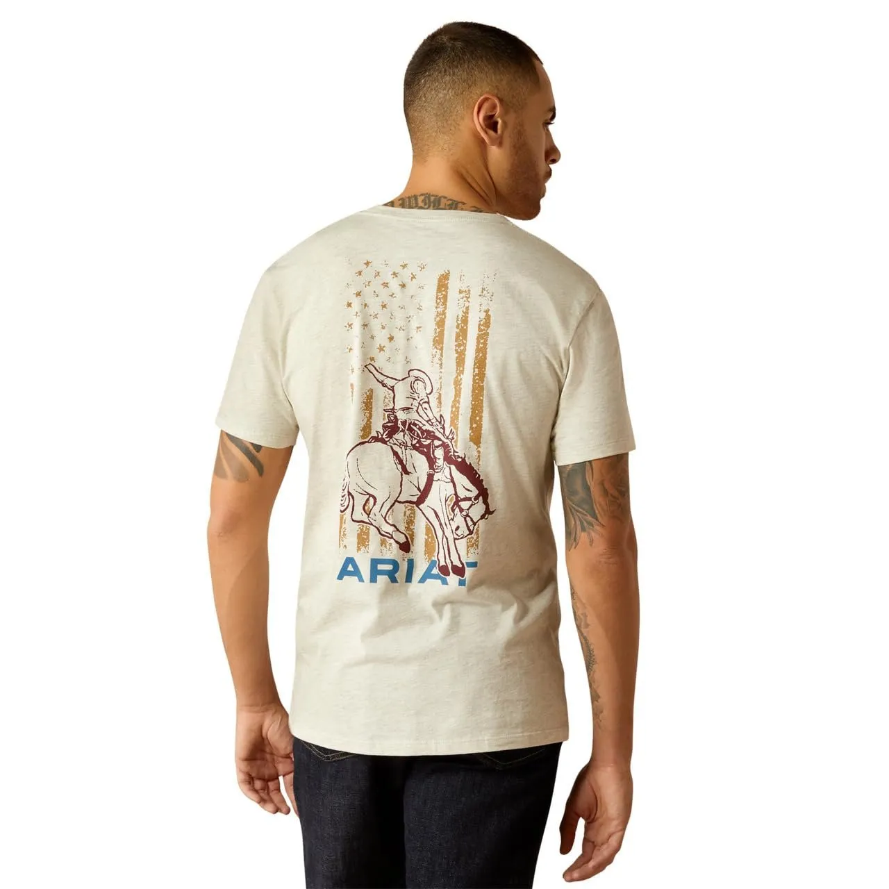 Ariat Men's Rodeo Proud T-Shirt. Oatmeal Heather