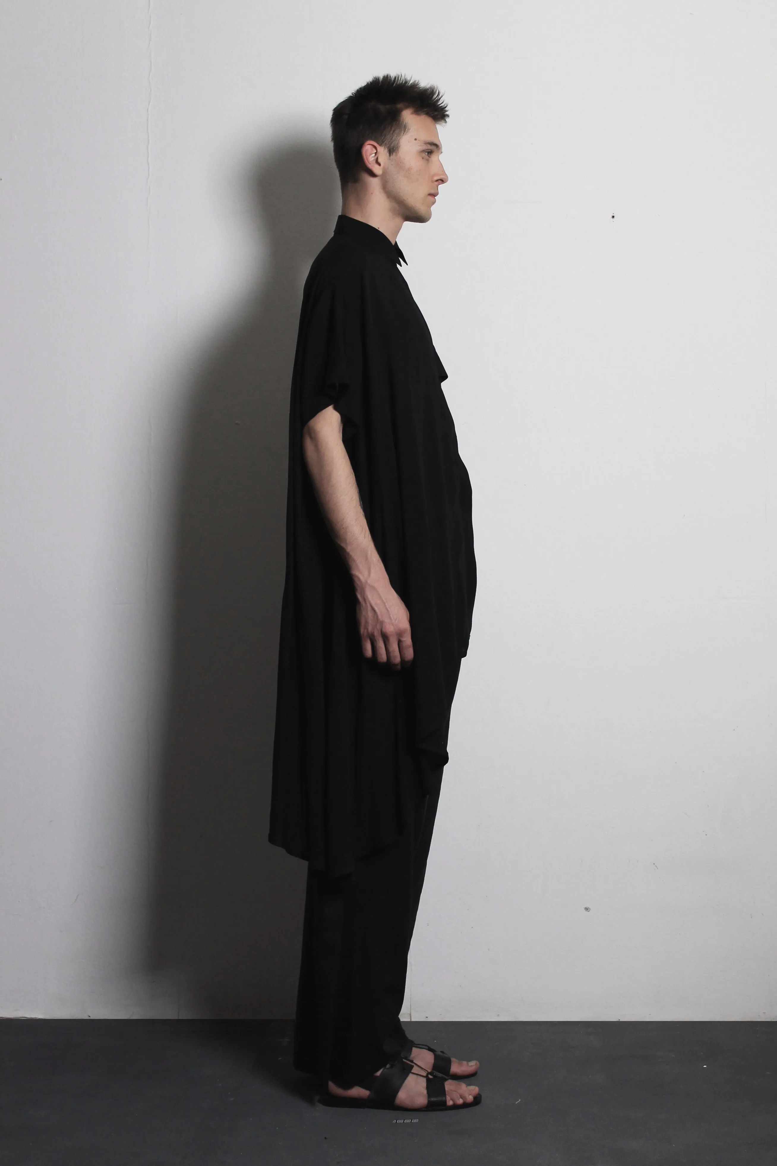 Asymmetric Black Cotton Shirt