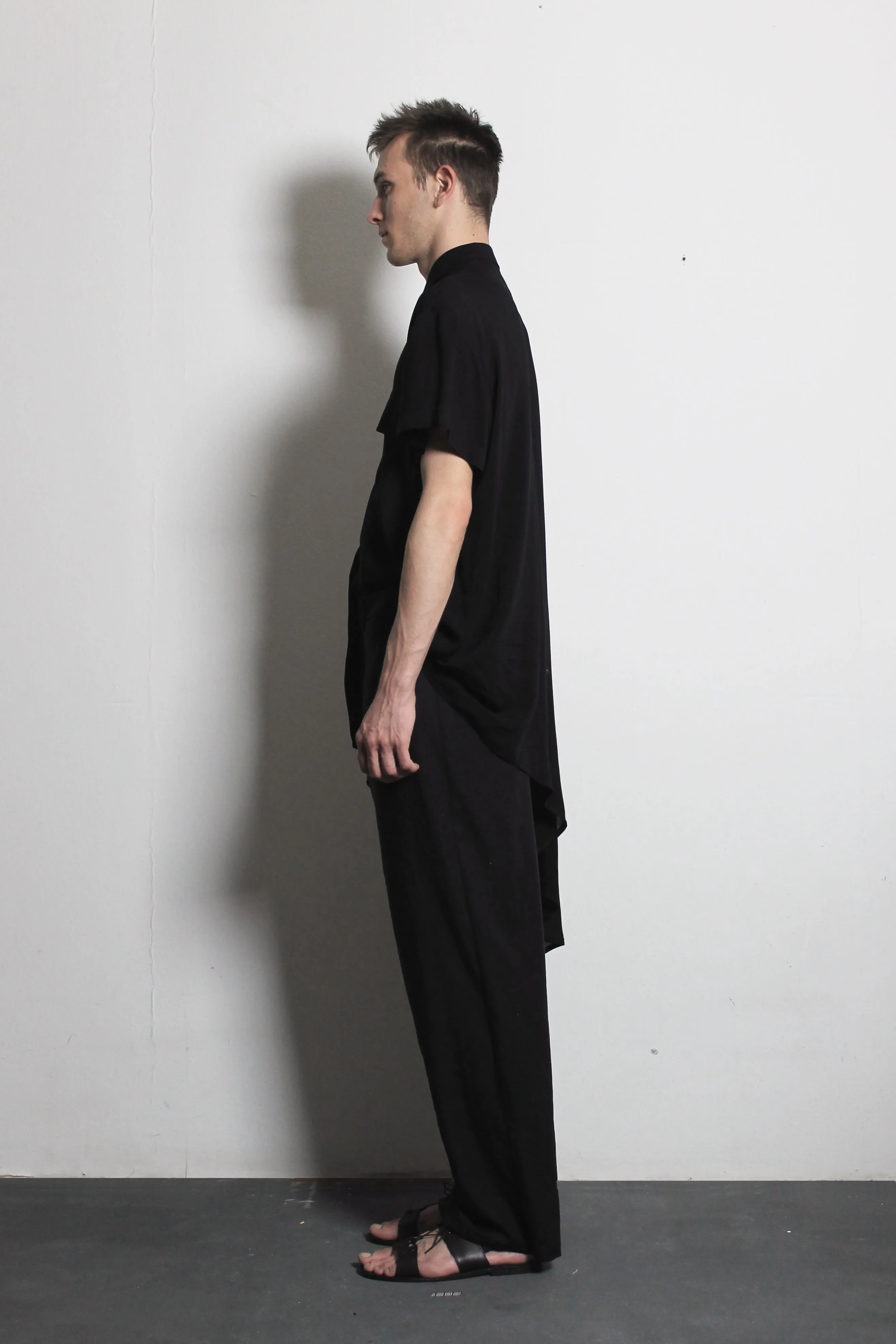 Asymmetric Black Cotton Shirt