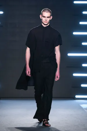 Asymmetric Black Cotton Shirt