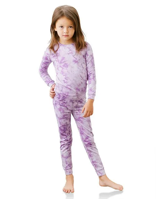 Aurora Purple Girls Aero Heat Thermal Pajama Set