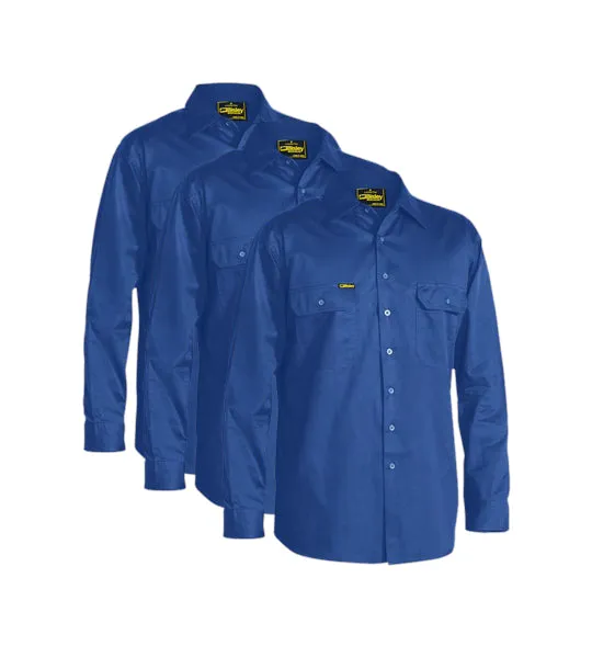 Bisley Cool Lightweight Drill Shirt - Long Sleeve BS6893-1 (Pack of 3)