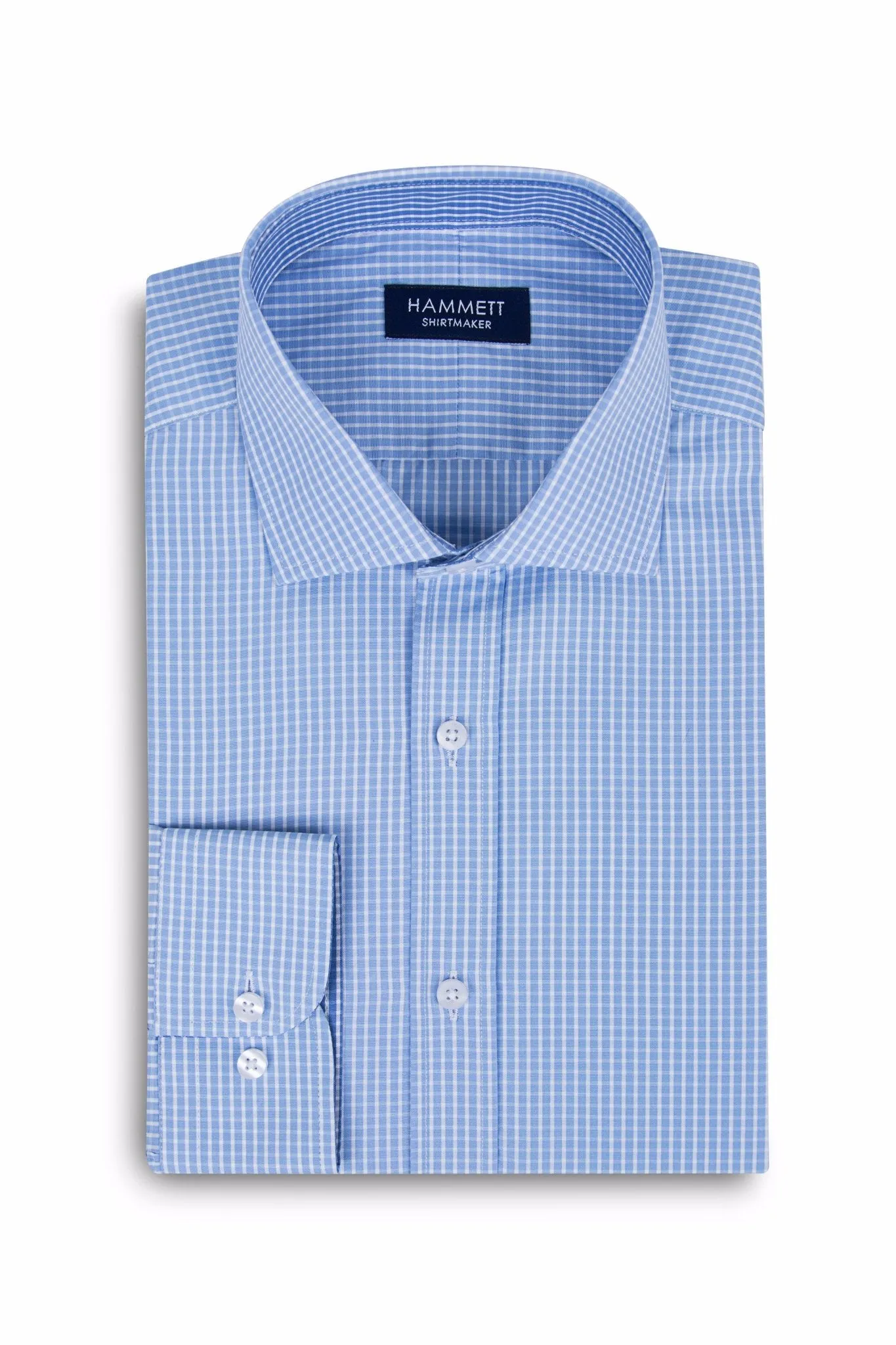 Blue Fine Poplin Check Men's Shirt