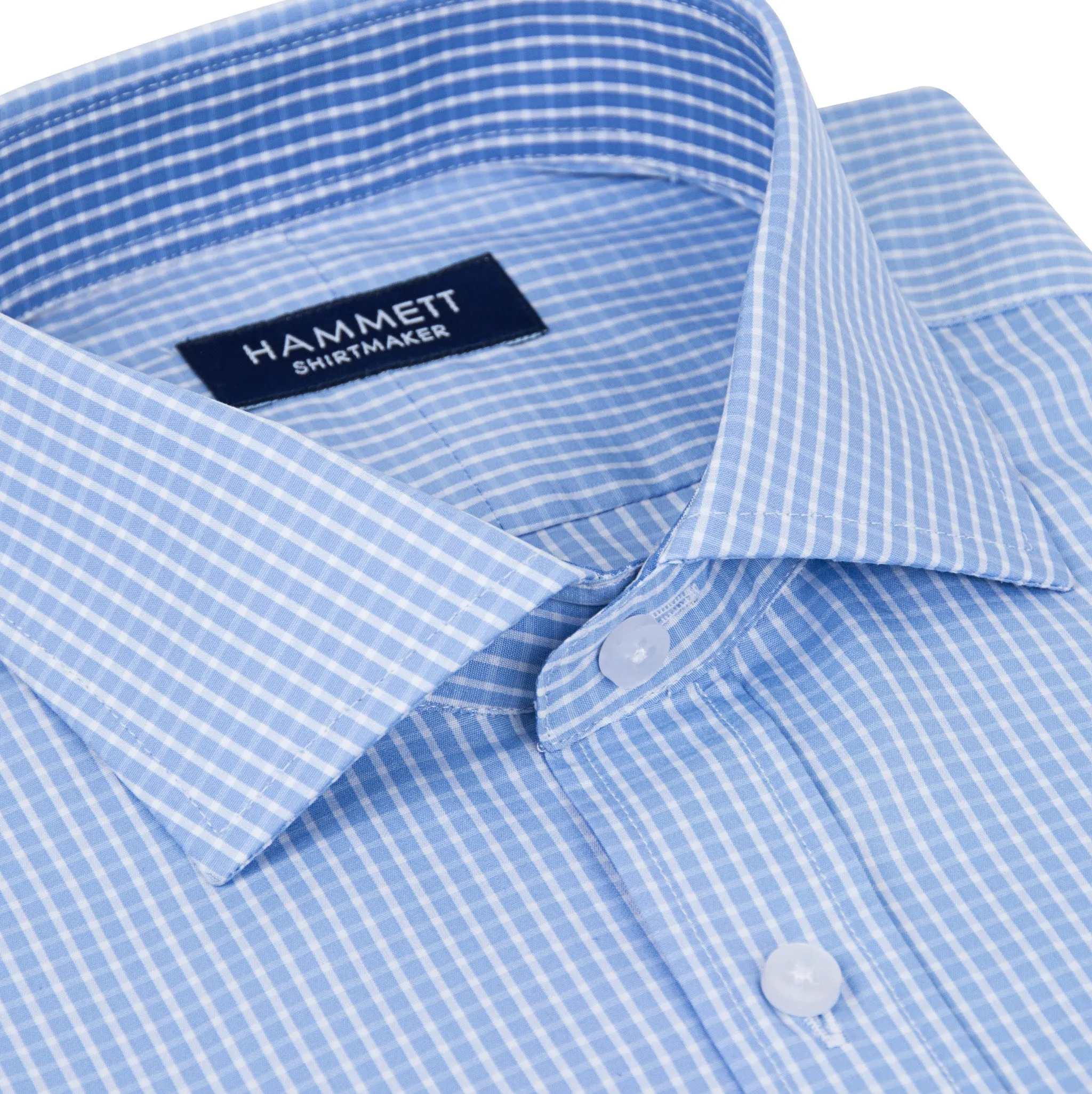 Blue Fine Poplin Check Men's Shirt