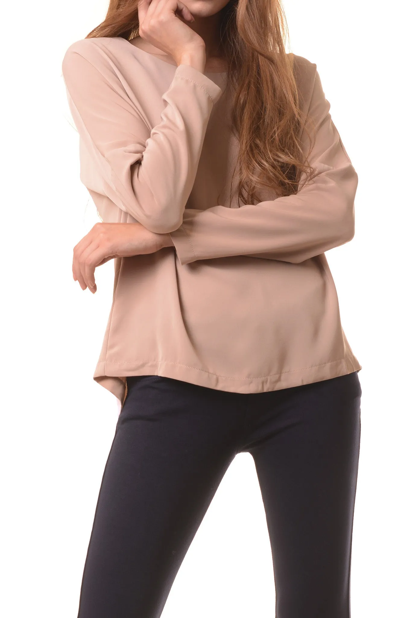 Blush Zipper Detail Blouse