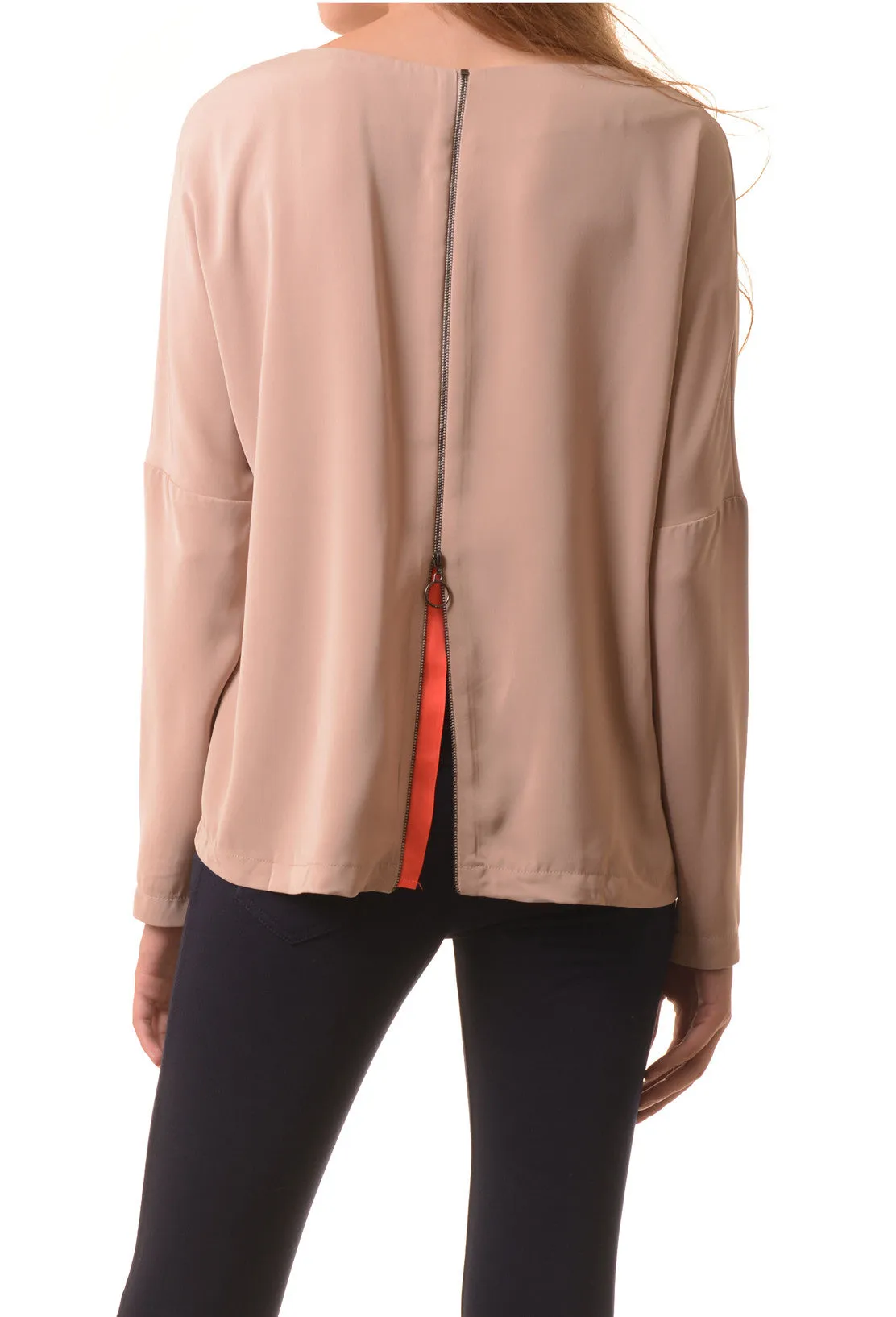 Blush Zipper Detail Blouse