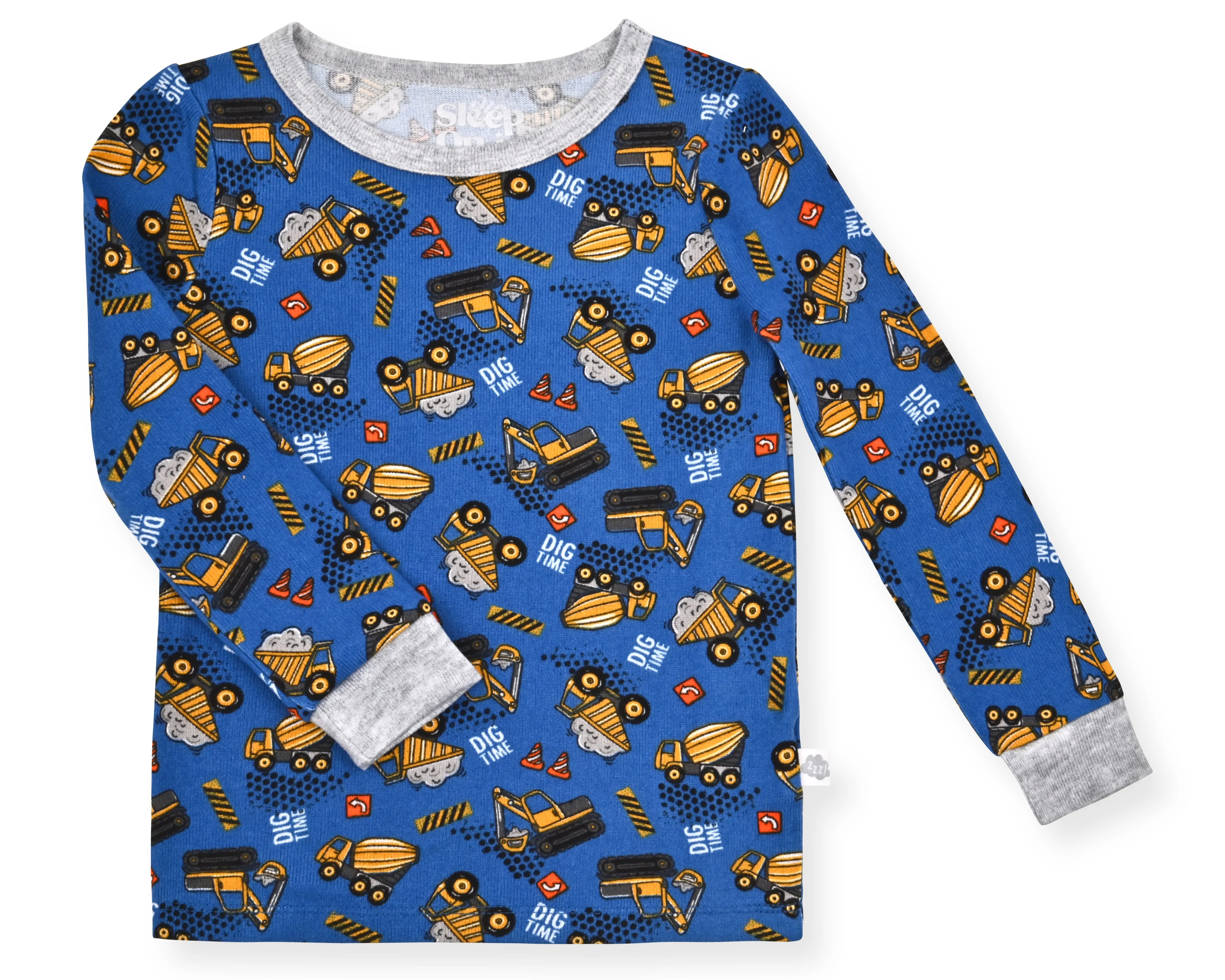 Boys 2-Piece Super Soft Jersey Snug-Fit Pajama Set with Socks - Construction Trucks.