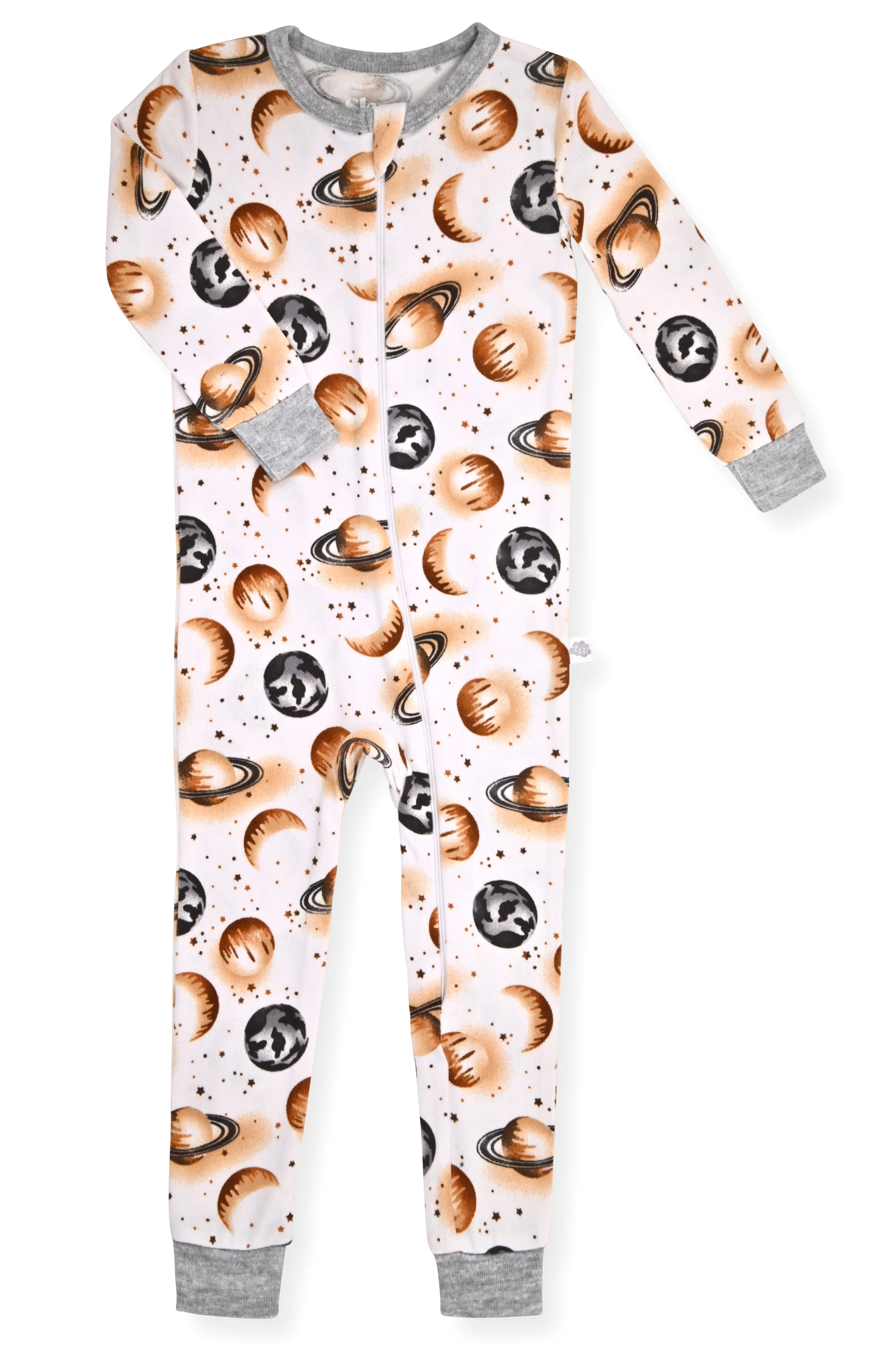 Boys Super Soft Snuggle Jersey Zip-Up Coverall Pajama with Blankey Buddy - Planets.