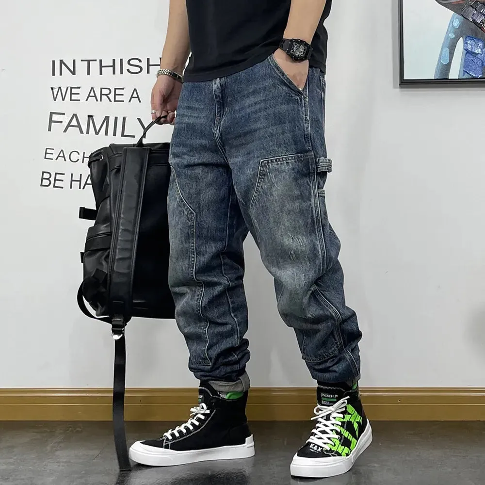 Cargo Jeans Streetwear Skateboard Harem Trousers with Japanese Denim