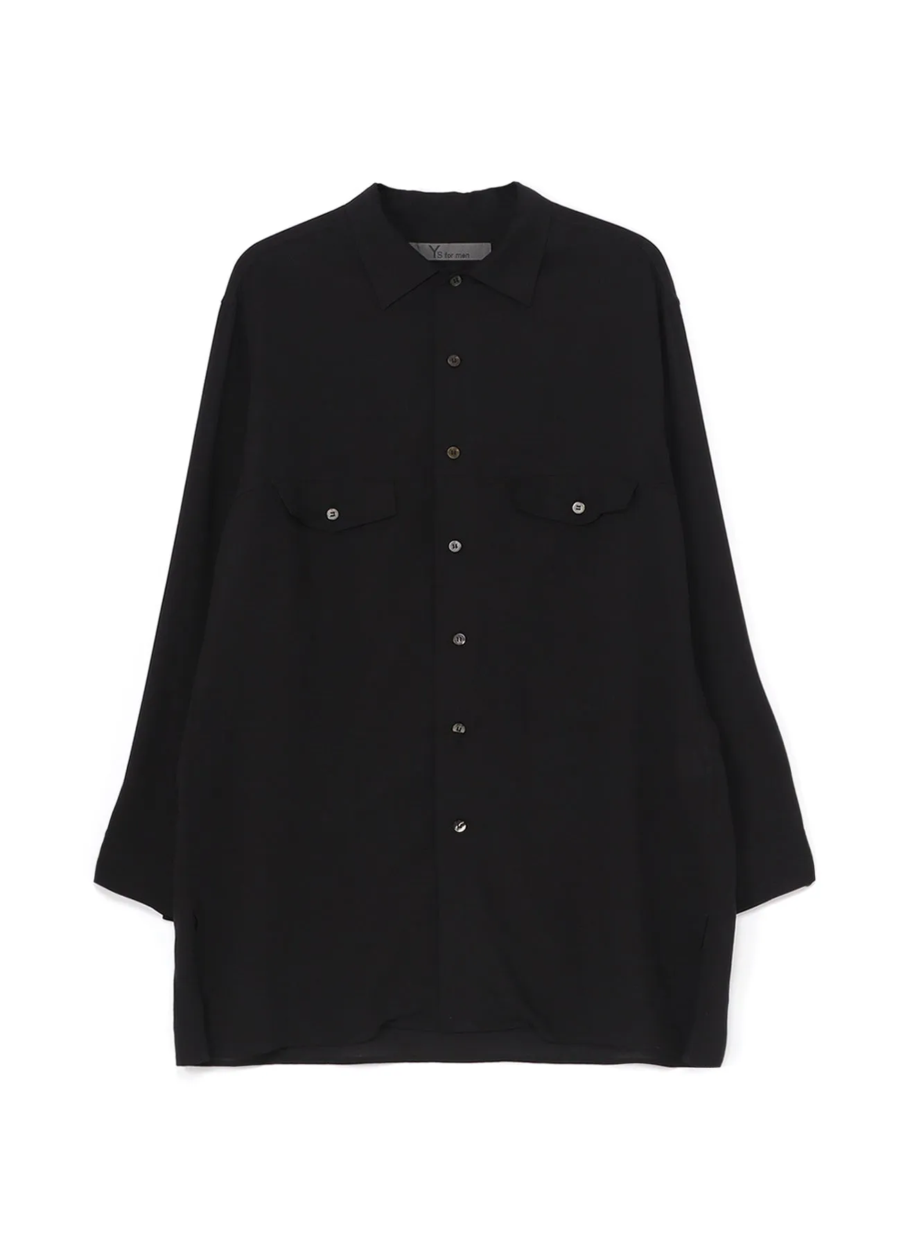 CELLULOSE LAWN PANEL OPEN COLLAR SHIRT