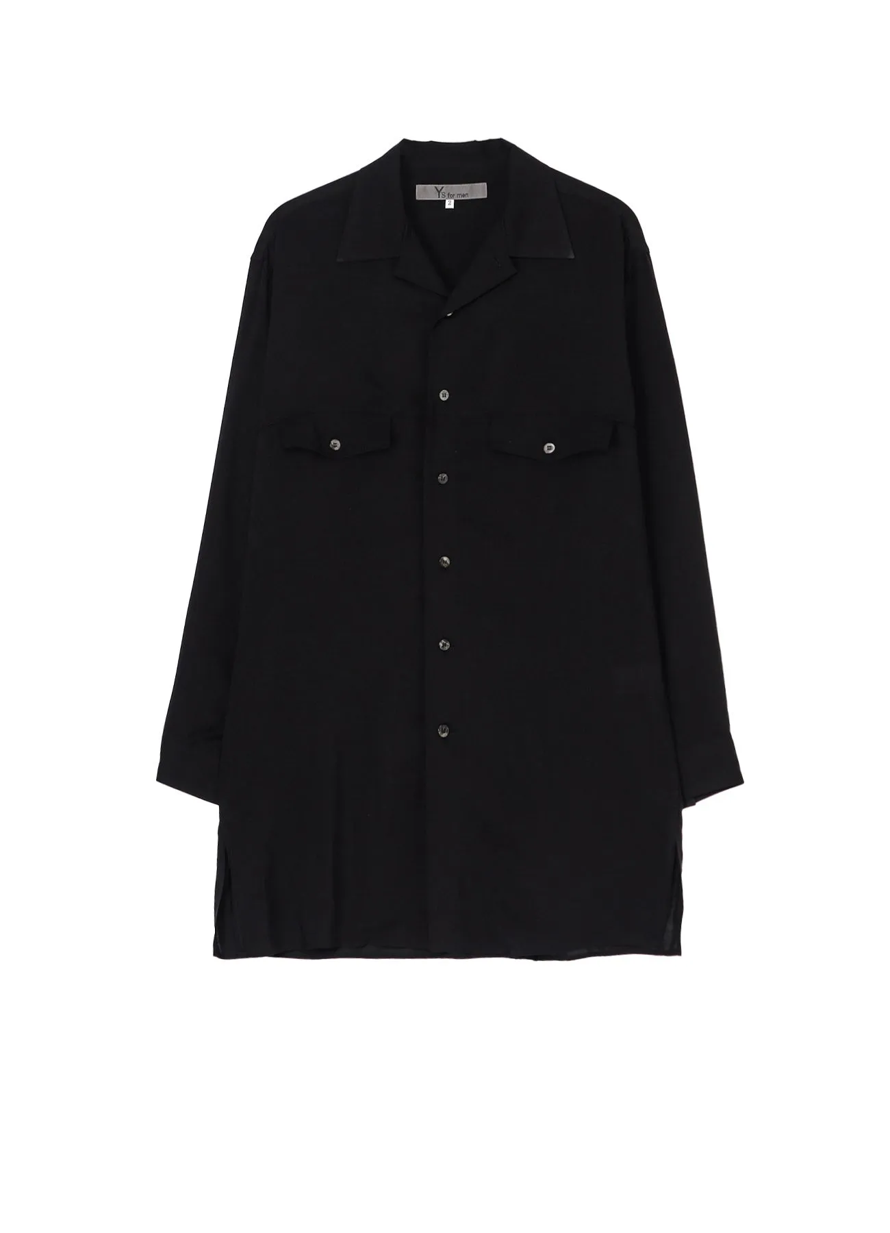 CELLULOSE LAWN PANEL OPEN COLLAR SHIRT