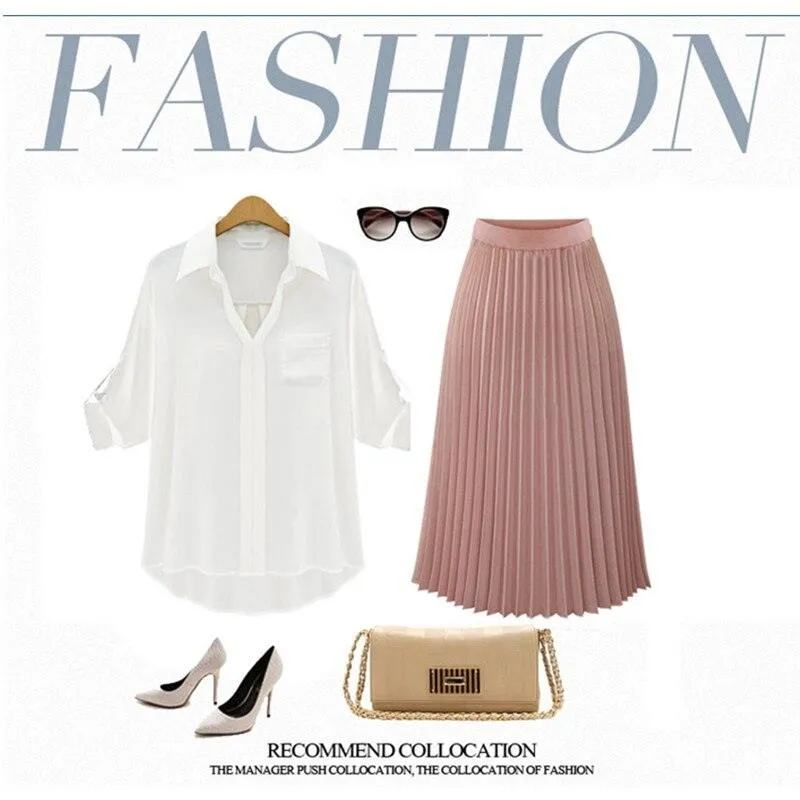 Chic Pleated Chiffon Midi Skirt - Your Go-To Summer Essential