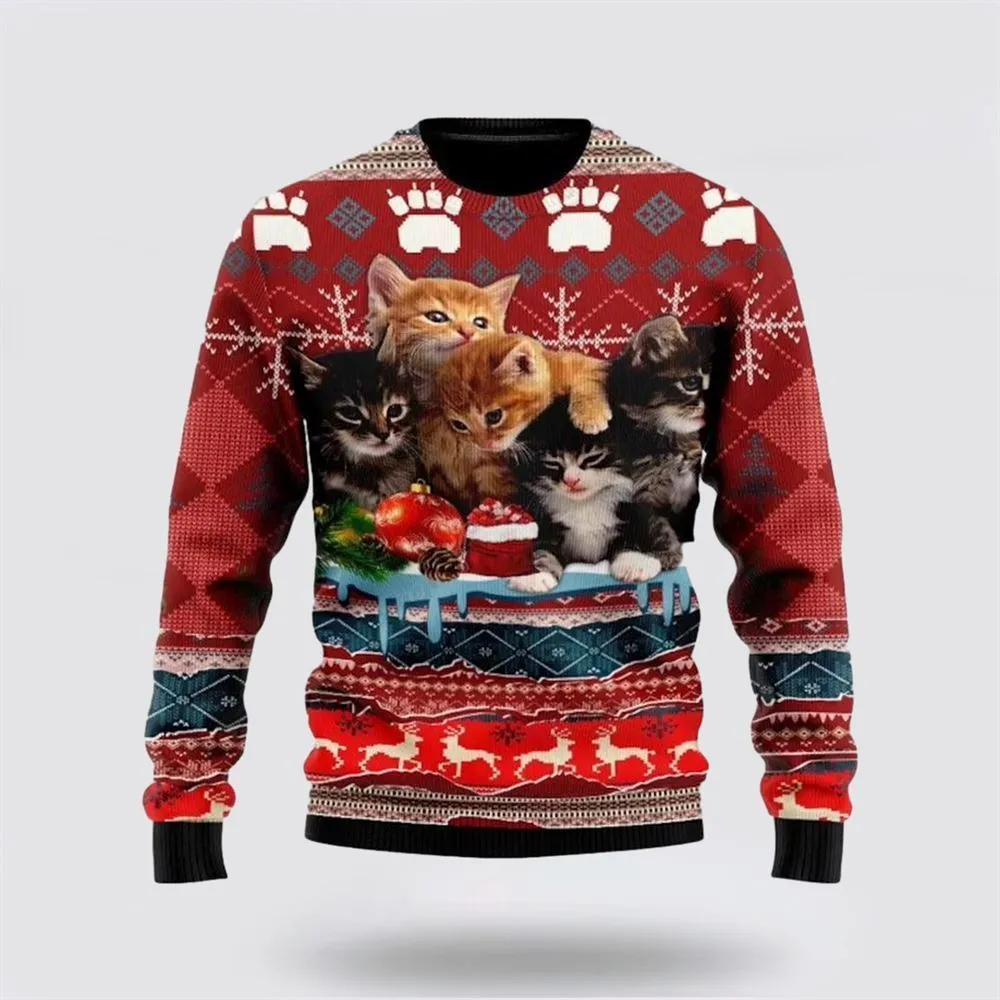 Christmas Kitty Cat Ugly Christmas Sweater For Men And Women, Best Gift For Christmas, Christmas Fashion Winter