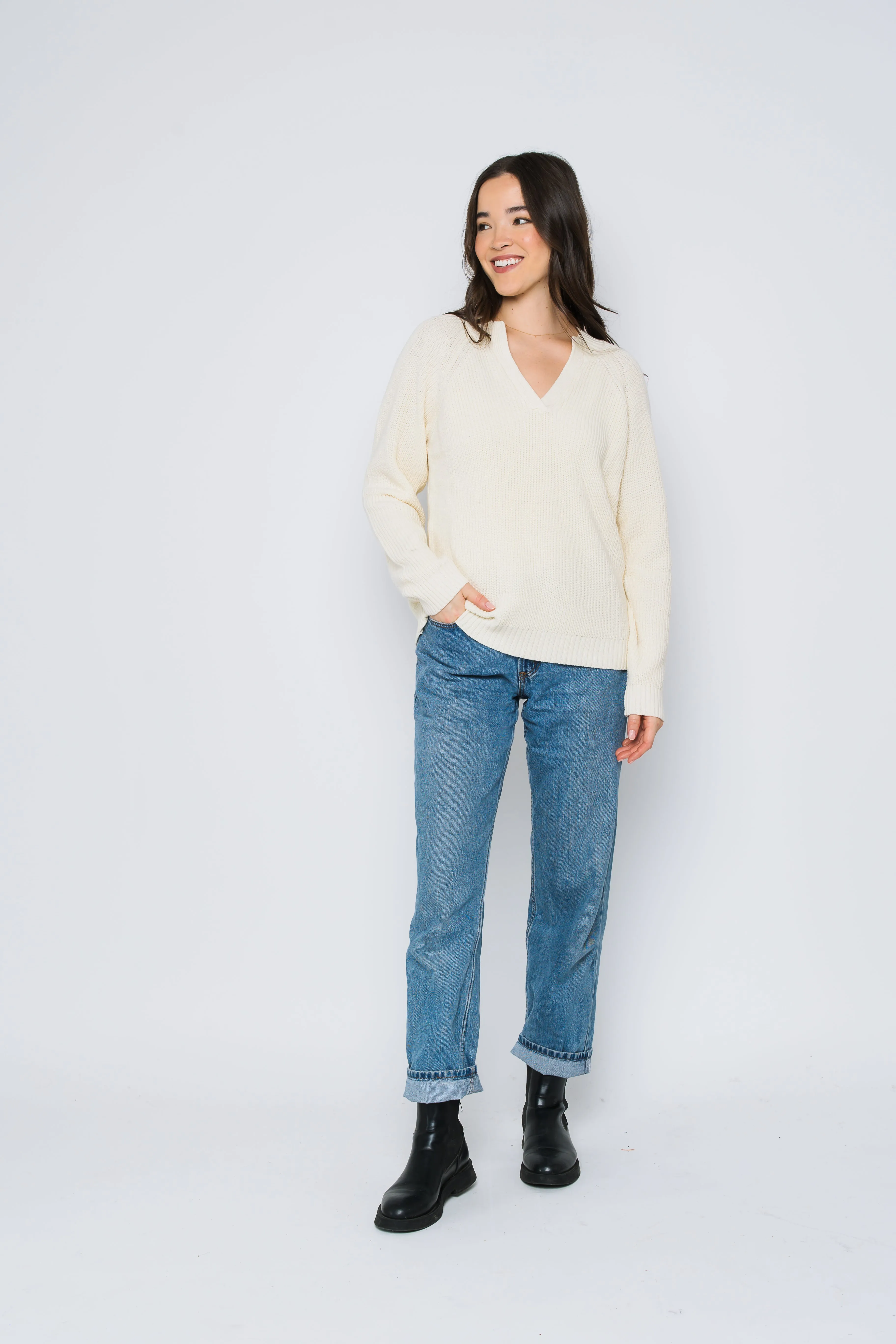 Christy-Mock Neck Split Front Pullover