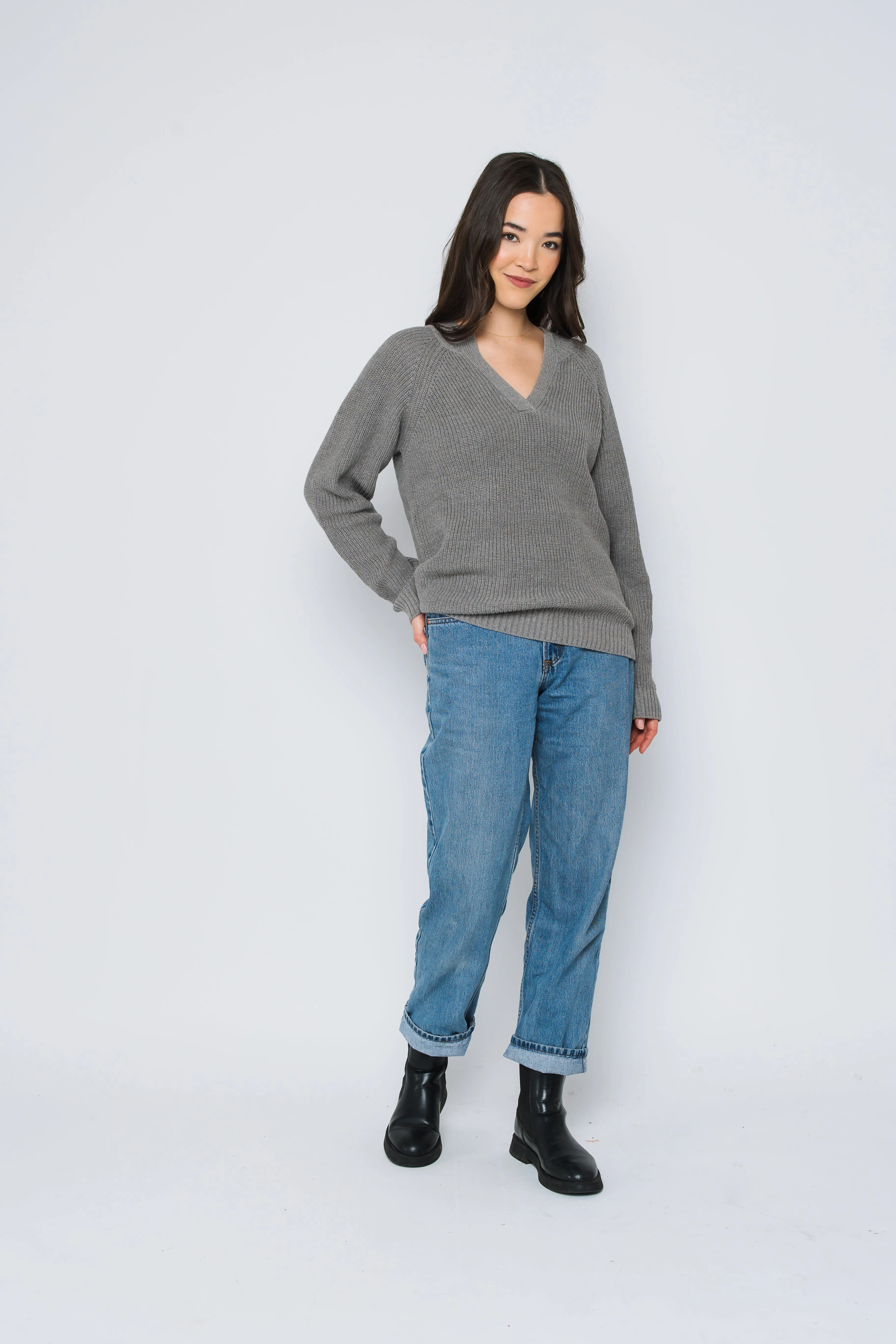 Christy-Mock Neck Split Front Pullover