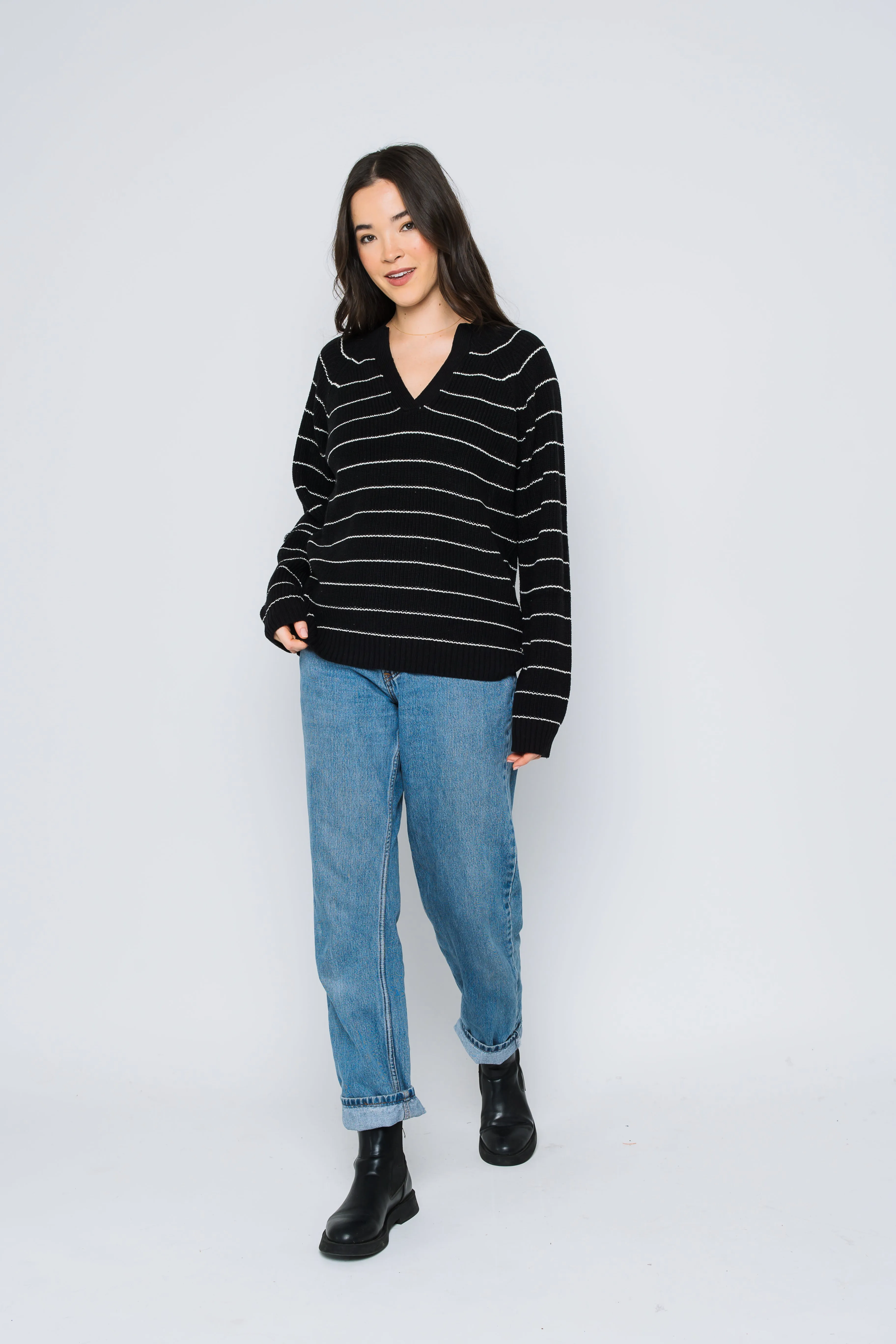 Christy-Mock Neck Split Front Pullover