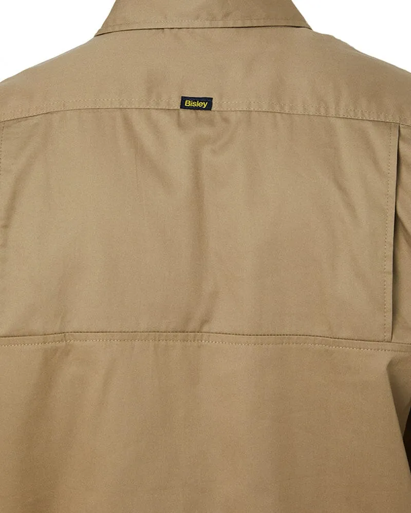 Closed Front Mens Lightweight LS Drill Shirt - Khaki