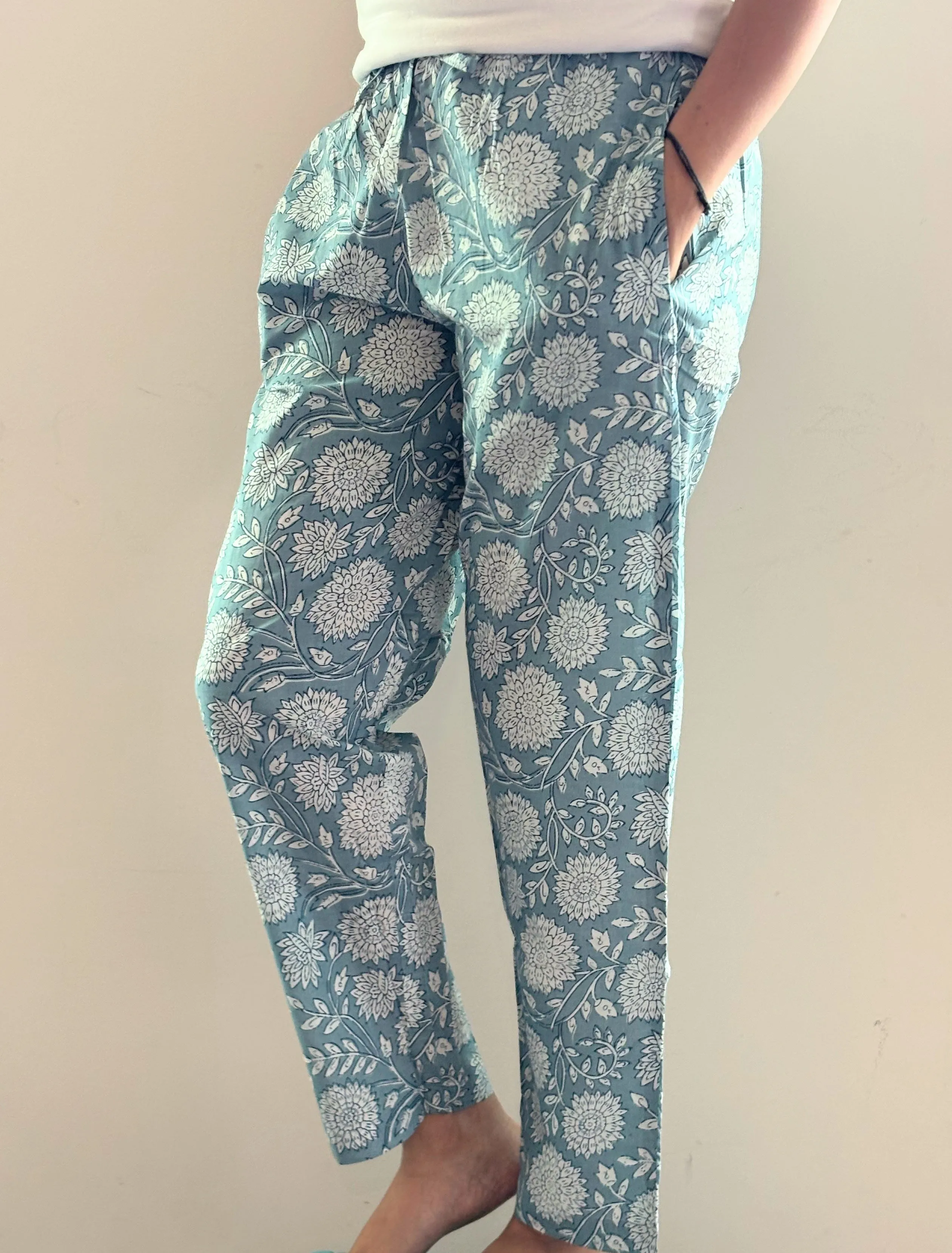 Cotton Pajama Pants Women - Misty Blossom