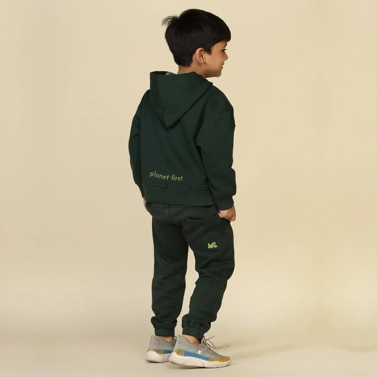 Dark Green Unisex Joggers in Cotton Fleece | Planet First