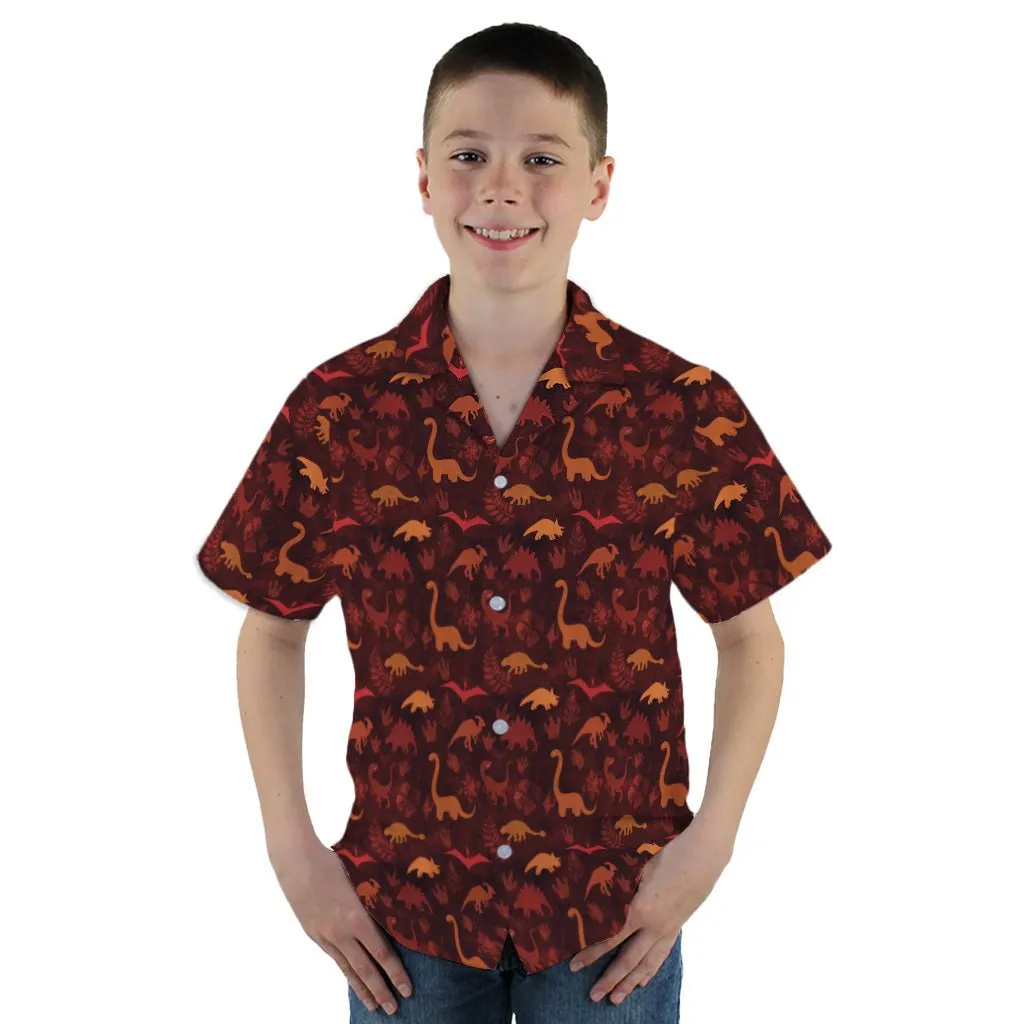 Dinosaur Tropical Sunset Youth Hawaiian Shirt