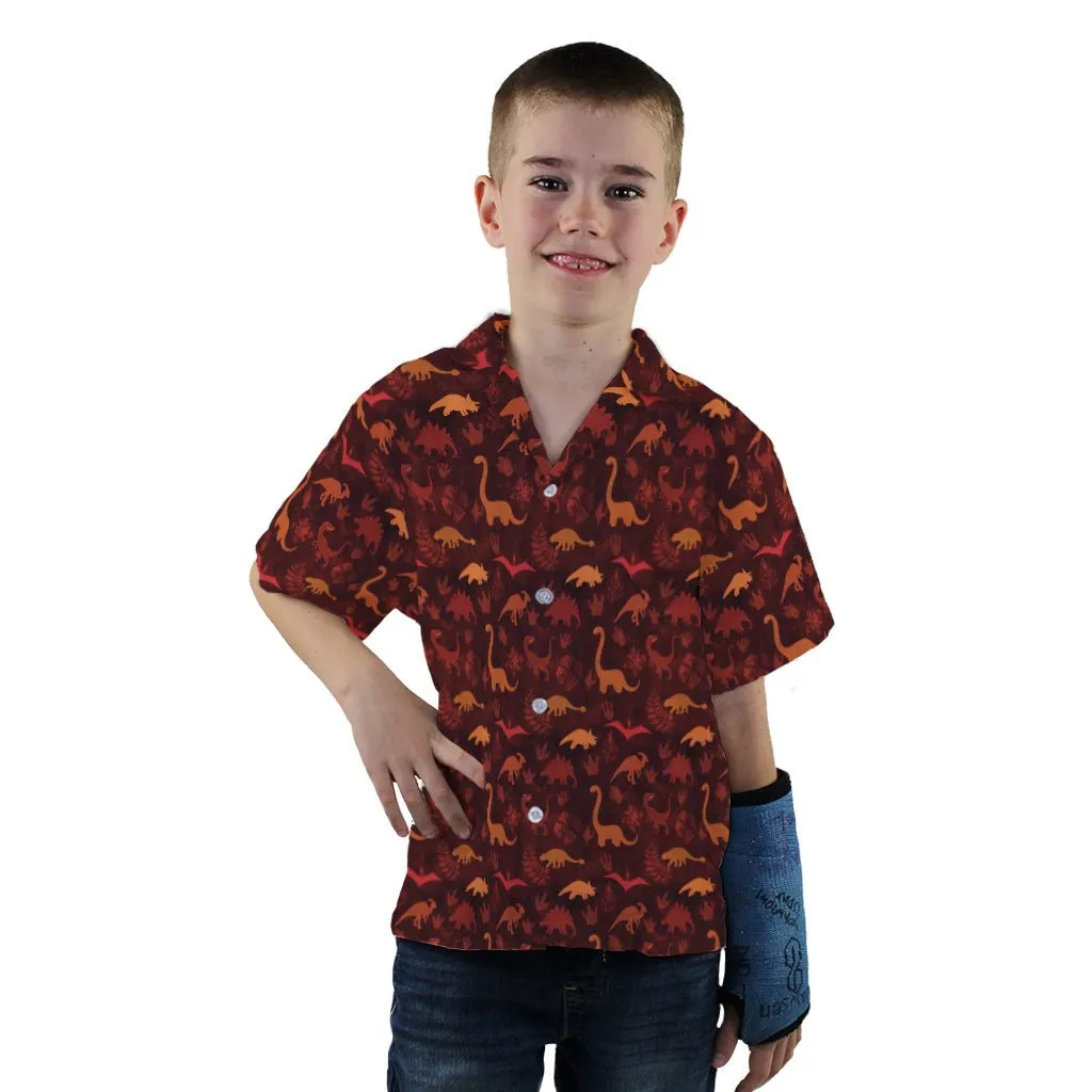 Dinosaur Tropical Sunset Youth Hawaiian Shirt