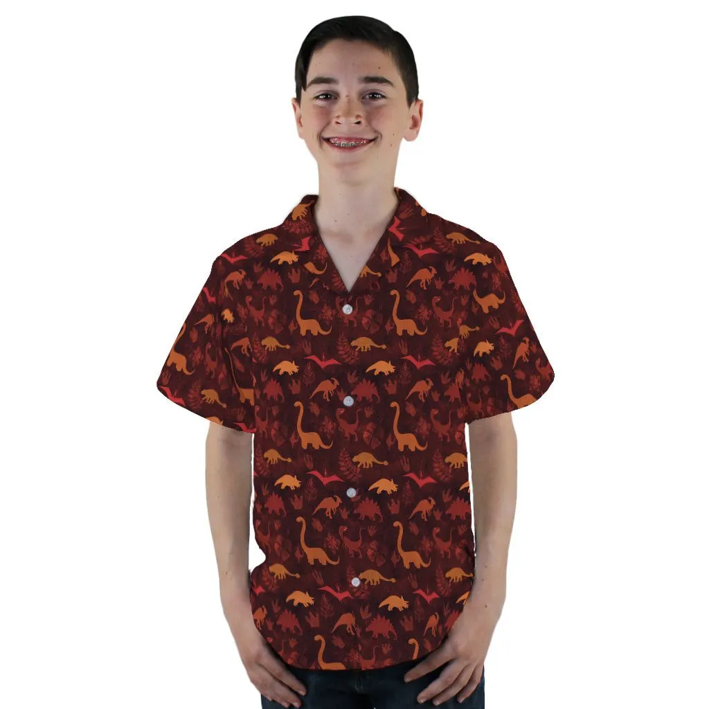 Dinosaur Tropical Sunset Youth Hawaiian Shirt