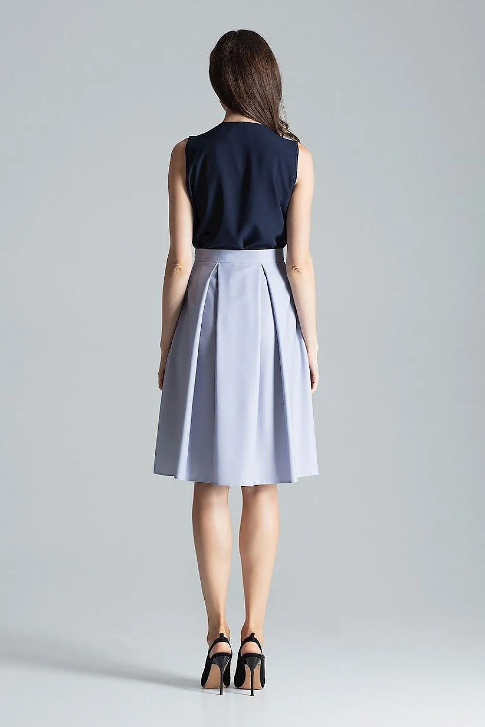 Elegant Asymmetrical Pleated Midi Skirt with Convenient Side Zipper