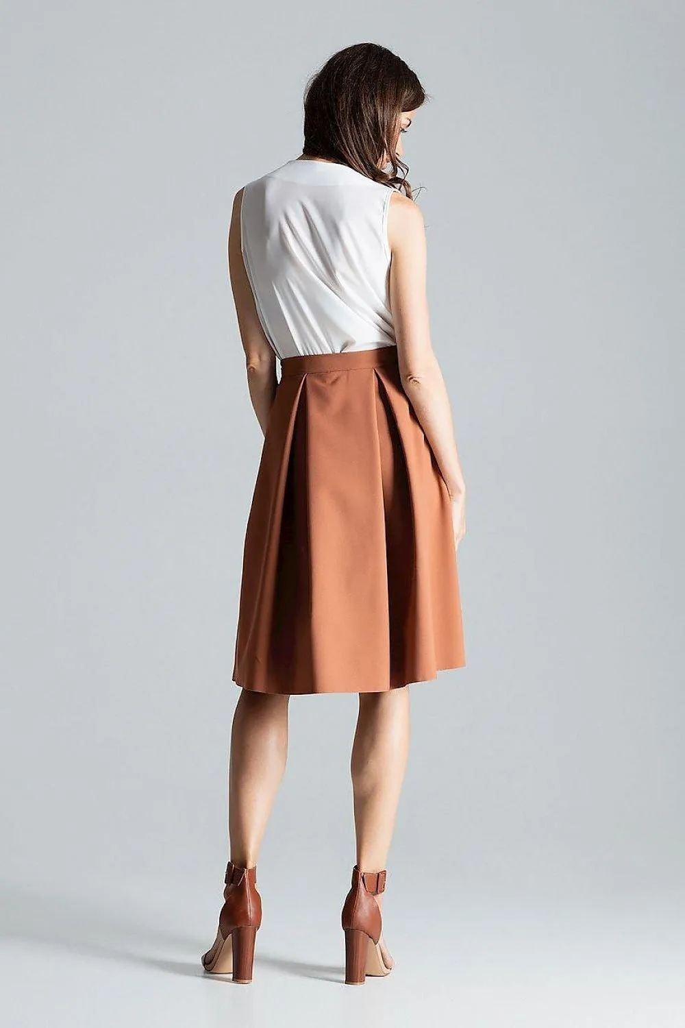 Elegant Asymmetrical Pleated Midi Skirt with Convenient Side Zipper