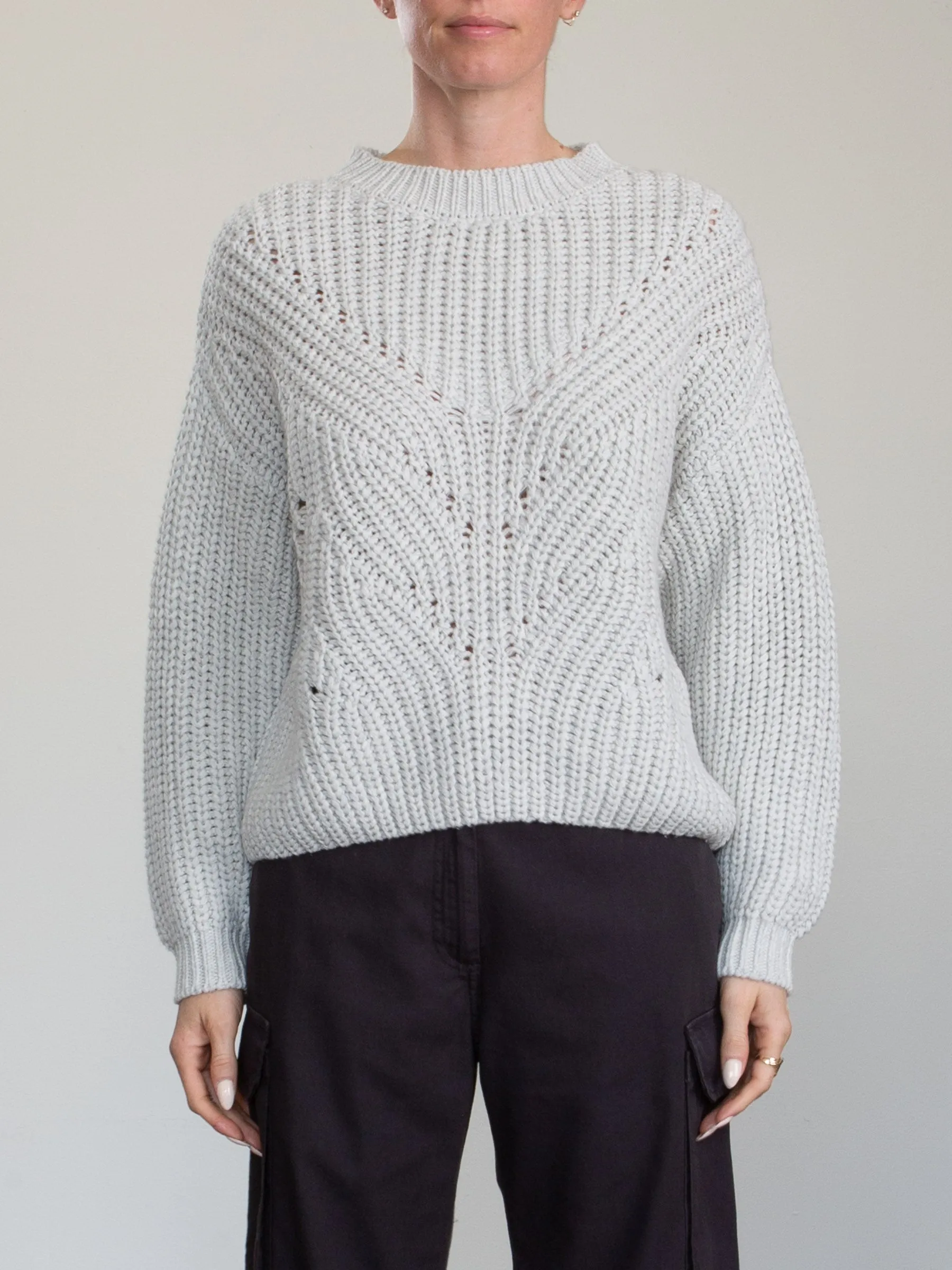 Ersa Crop Cotton Sweater - Stone