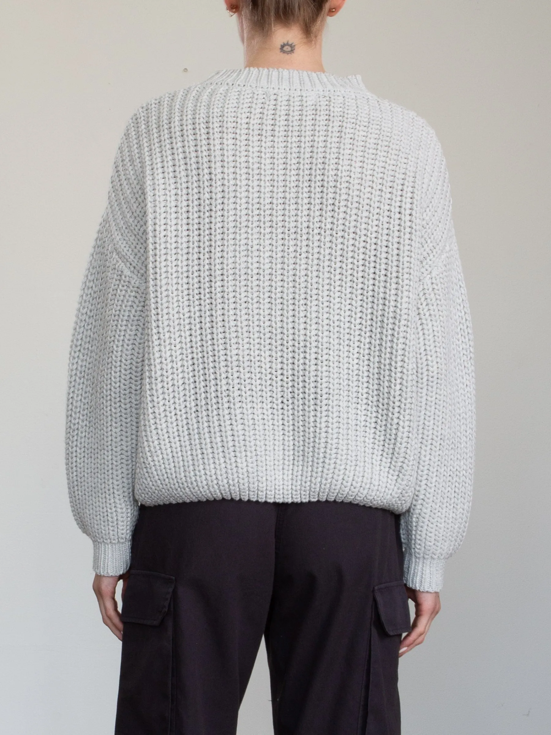 Ersa Crop Cotton Sweater - Stone