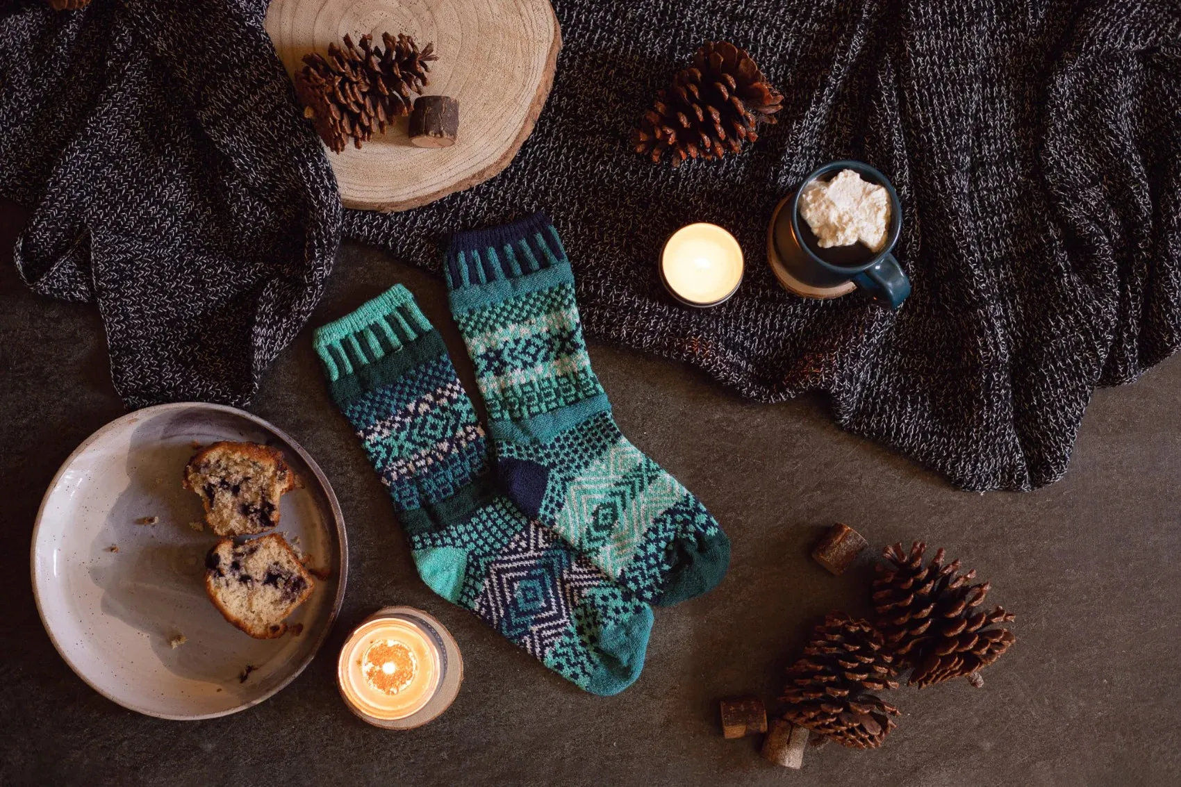 Evergreen Recycled Cotton Crew Socks