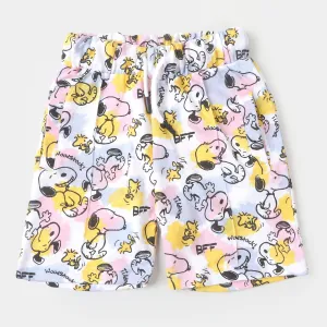 Girls Cotton Short All Over - White