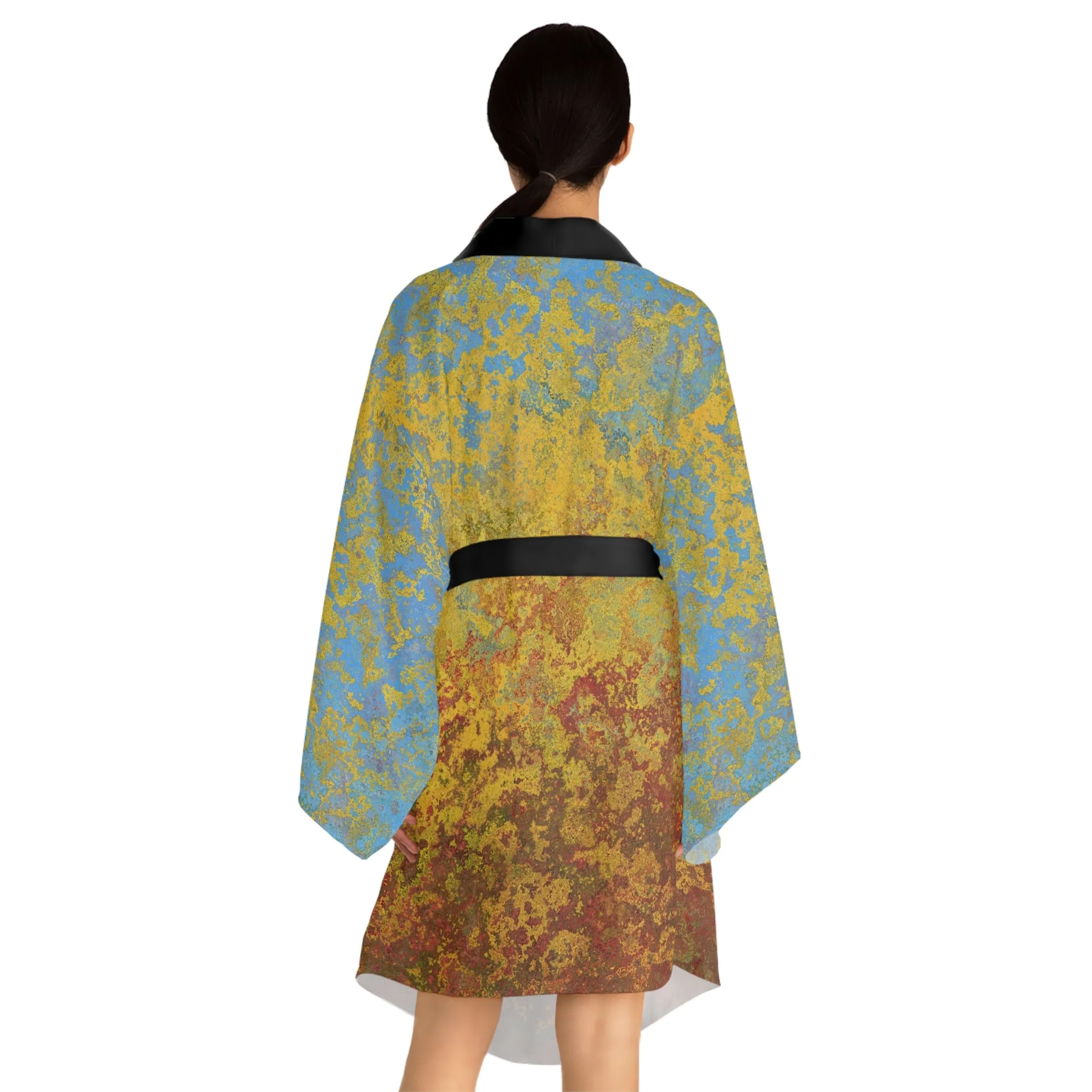 Gold and blue spots - Inovax Long Sleeve Kimono Robe