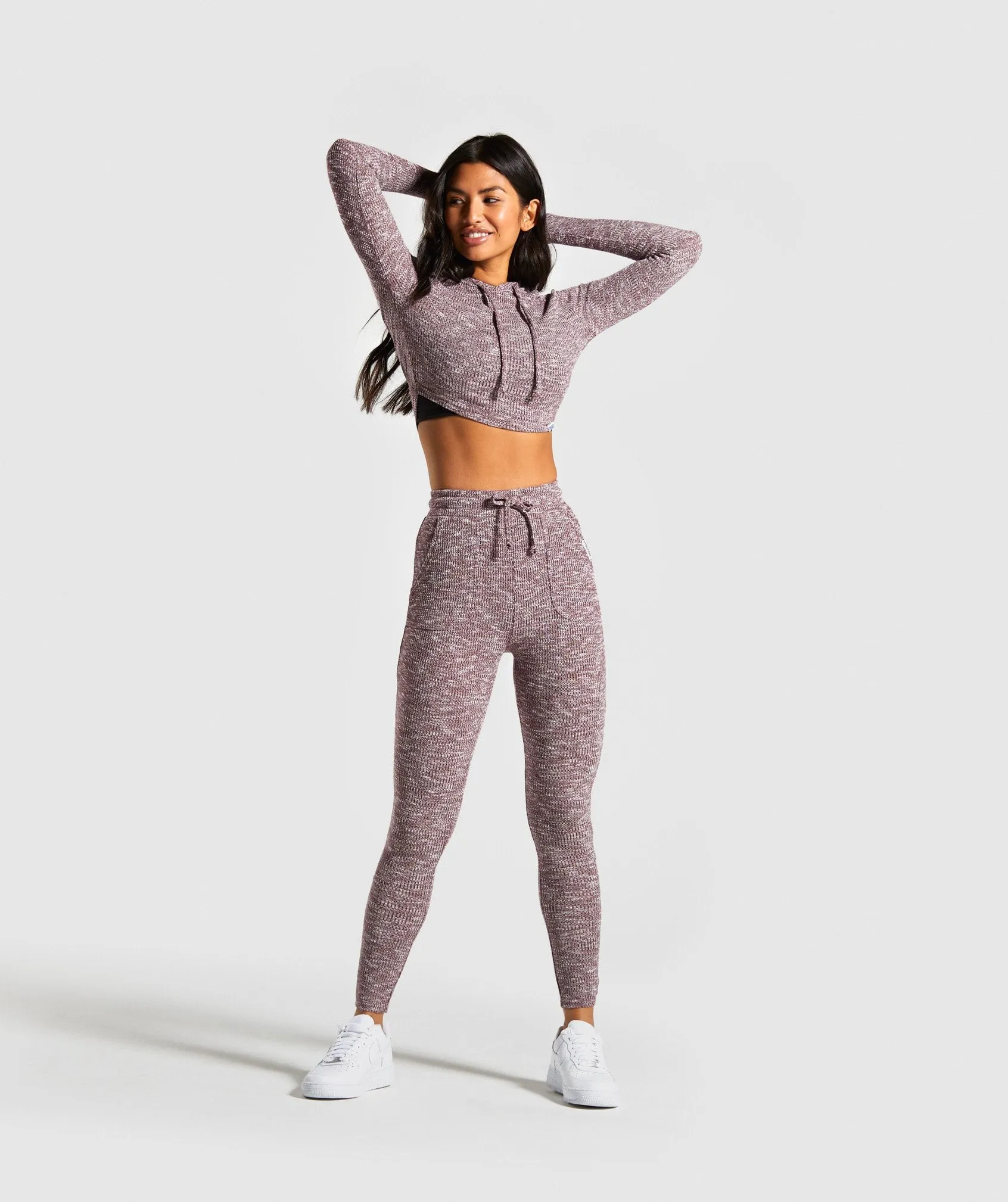 Gymshark Slounge Cropped Hoodie - Berry Red Marl