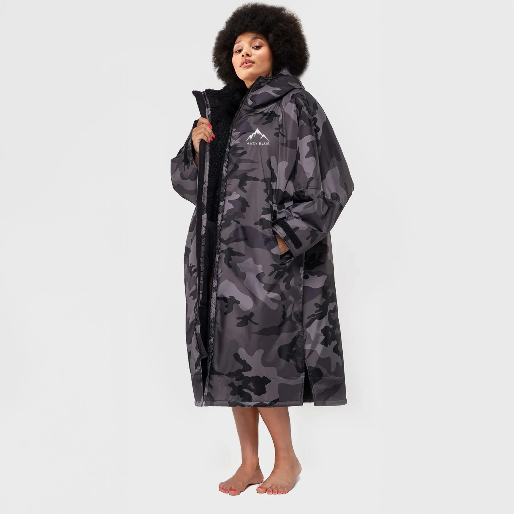 Hazy Blue Waterproof Adults All Weather Changing Robe - Newquay