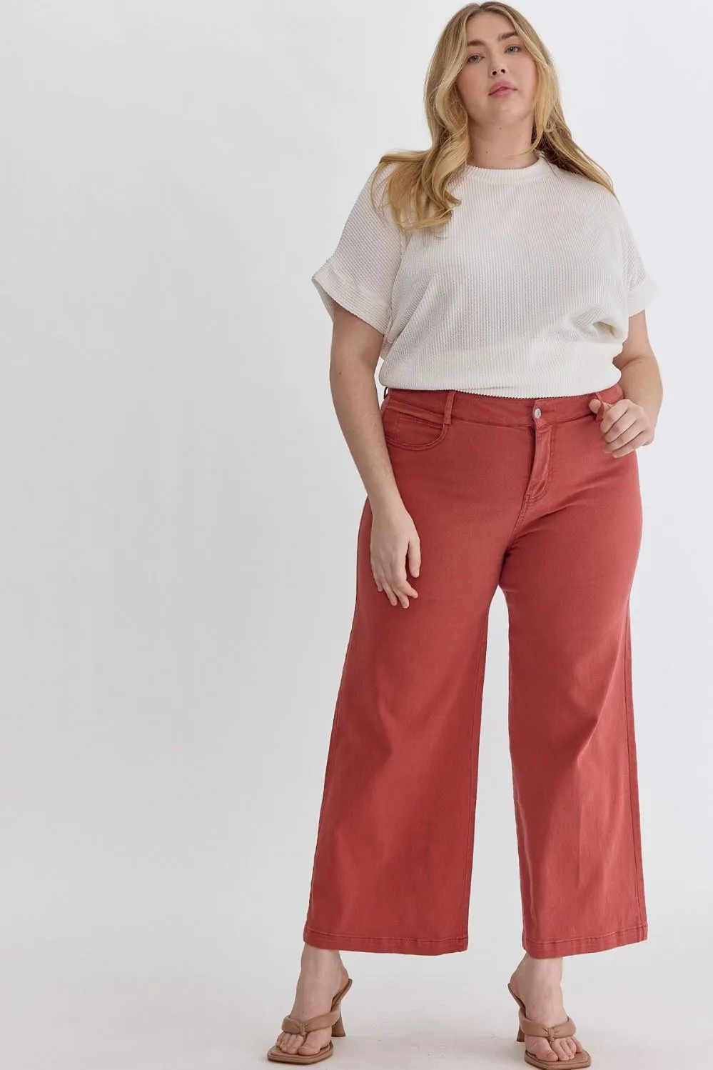 High Waisted Wide Leg Pant - rust