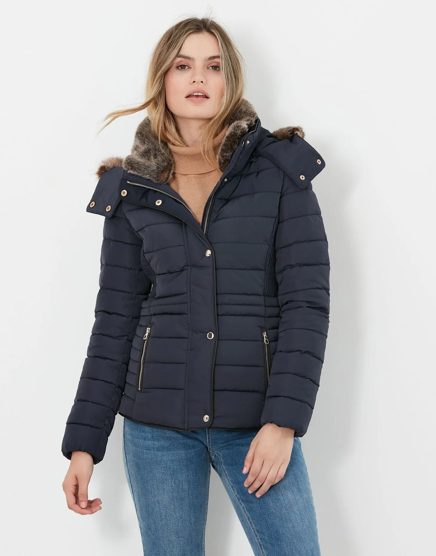 Joules Gosway Fur Trim Padded Coat