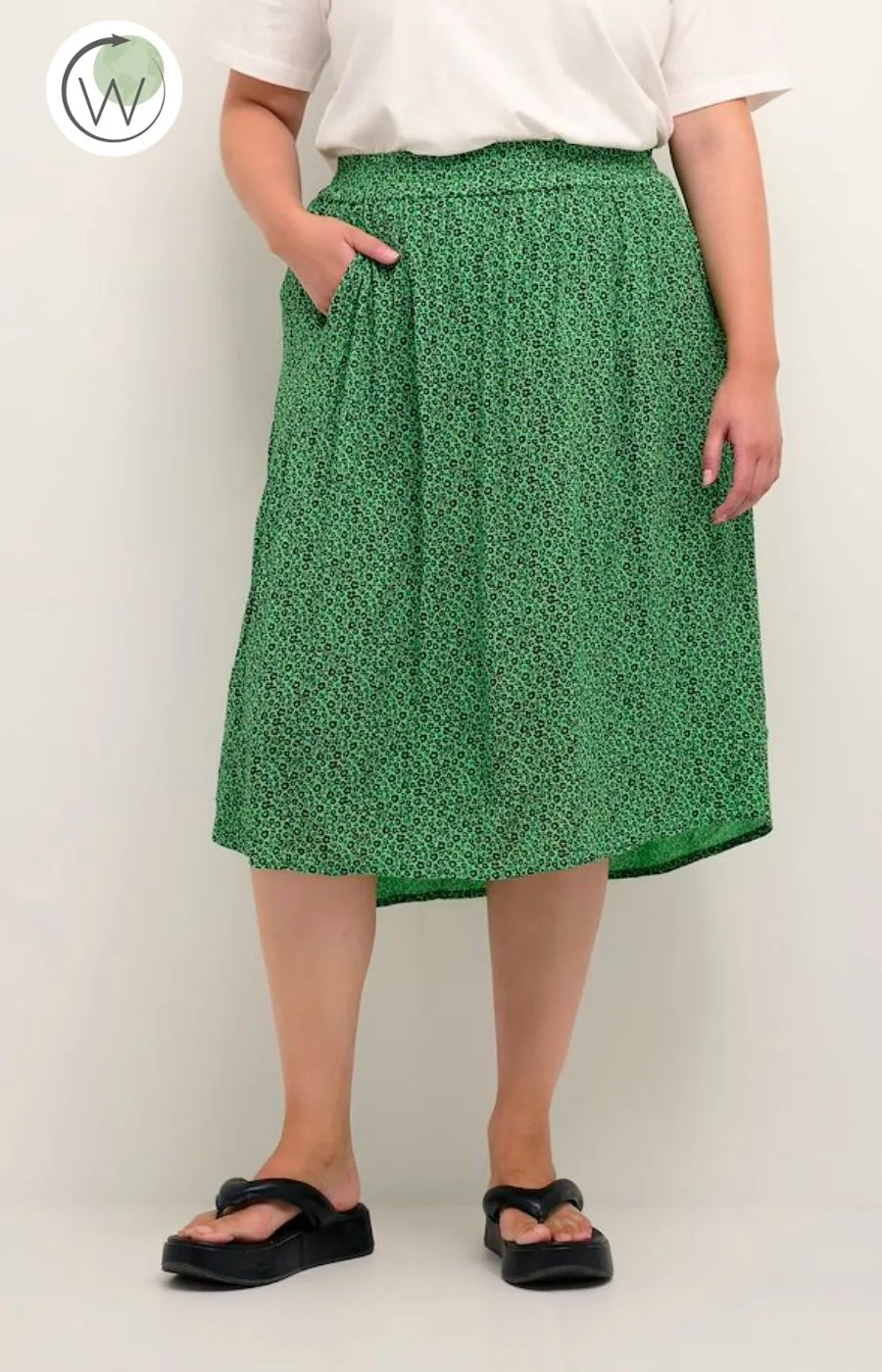 Kaffe Curve Ami Skirt in Green Flower