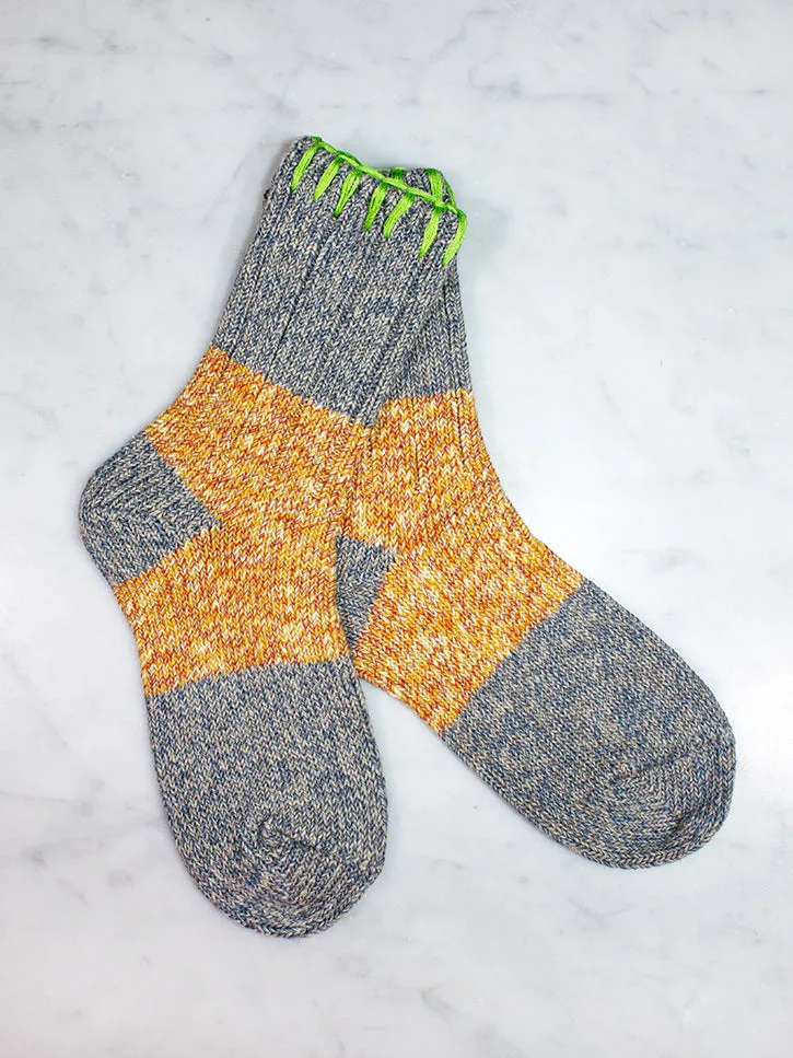 Kapital 56 Yarns Gogh Hobo-Stitch Socks, Yellow