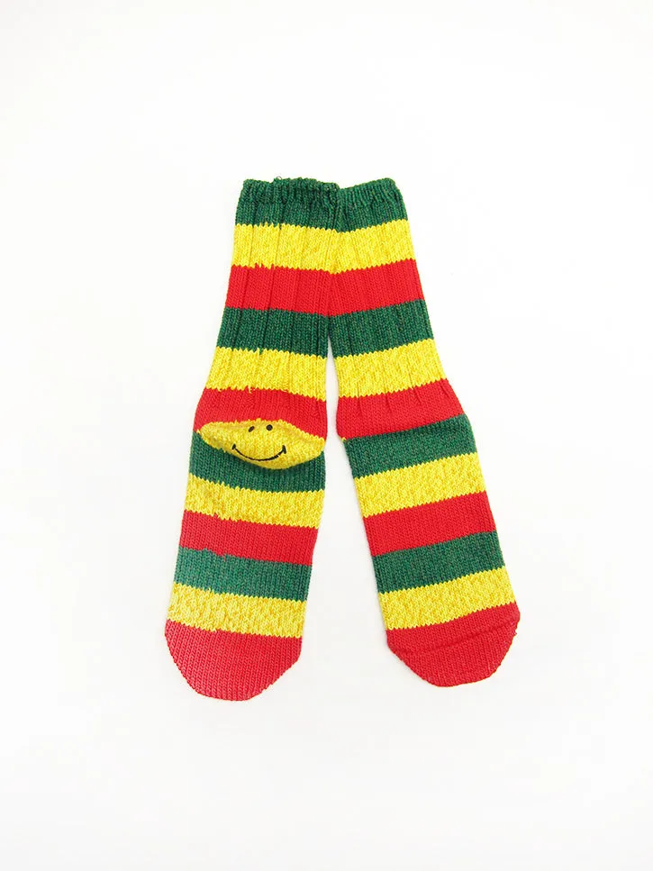 Kapital 56 Yarns Rasta Smiley Socks, Red