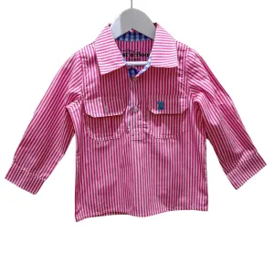 Kids S-Pink Stripe/Blue Check Trim