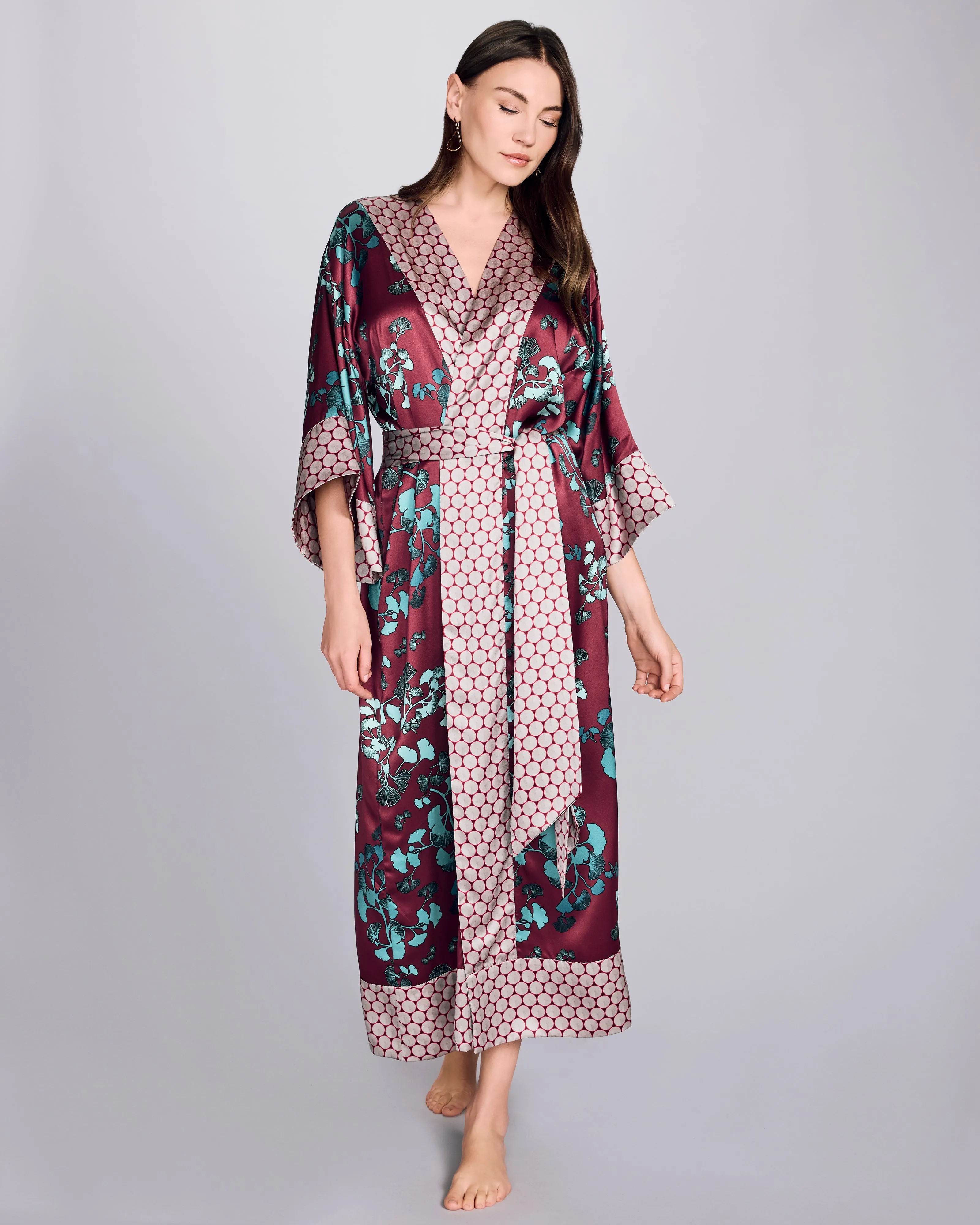 Kobe Kazari Aqua Long Silk  Robe