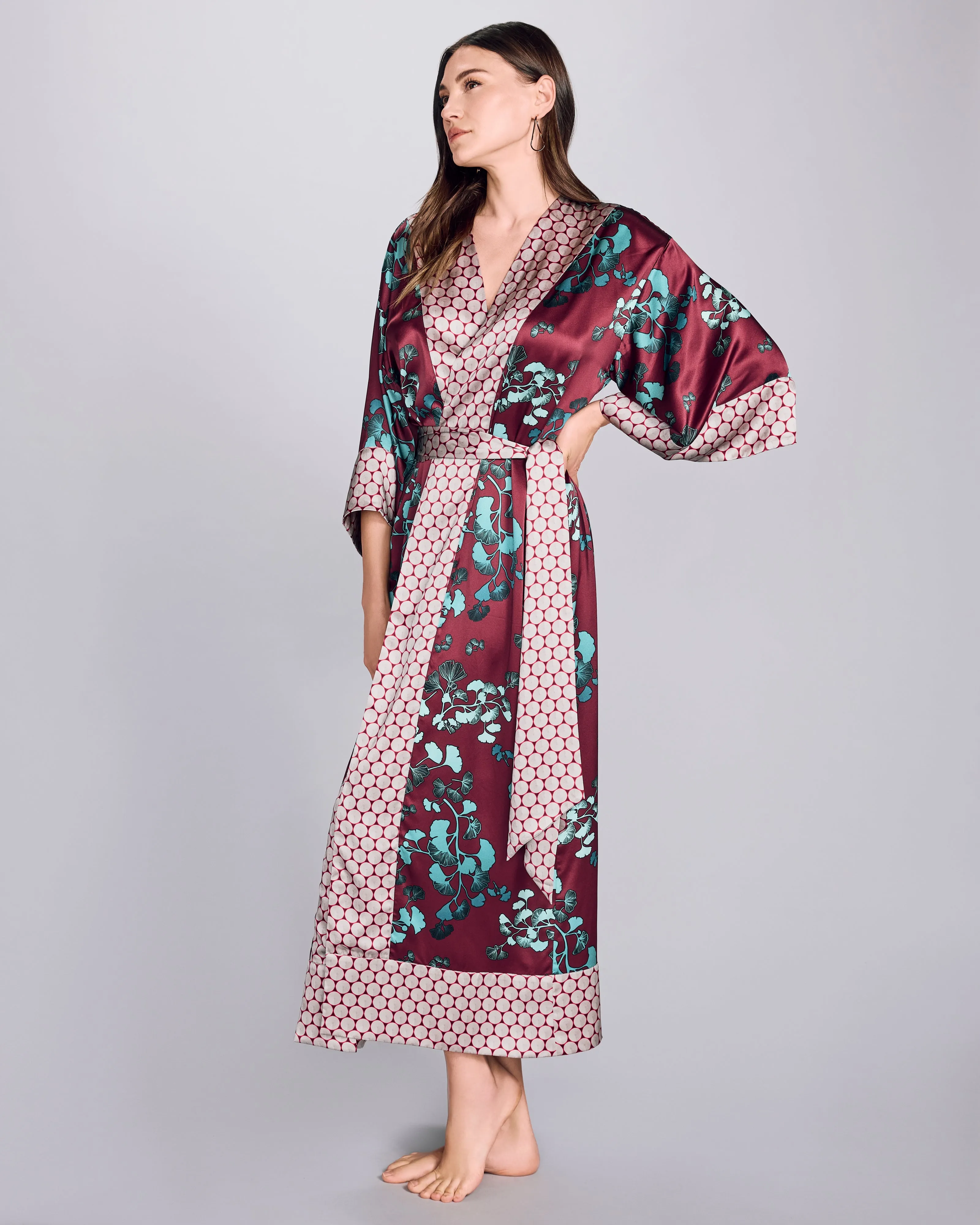 Kobe Kazari Aqua Long Silk  Robe